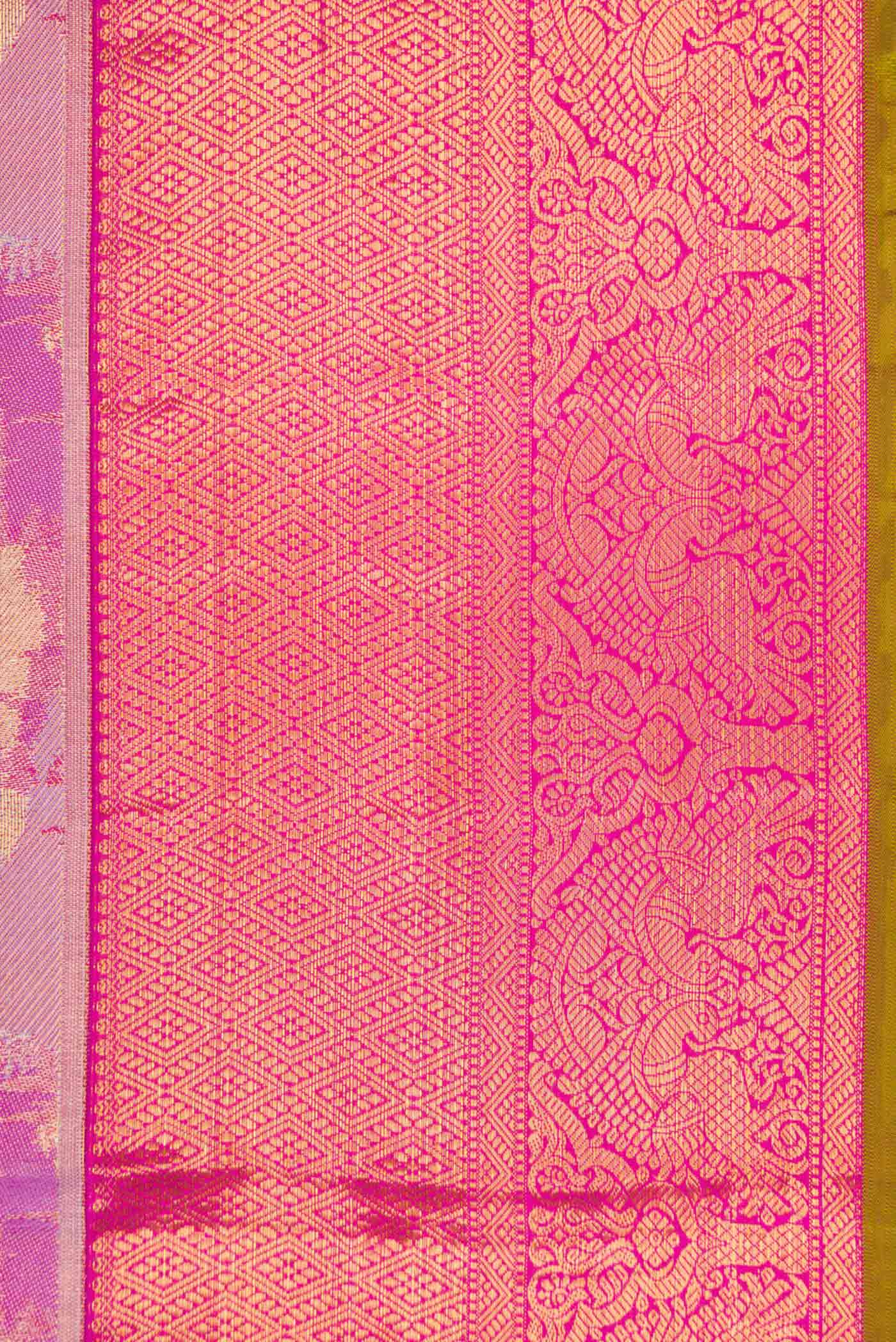 Pink Dual Tone Kanjivaram Tissue Silk Saree - Image 3