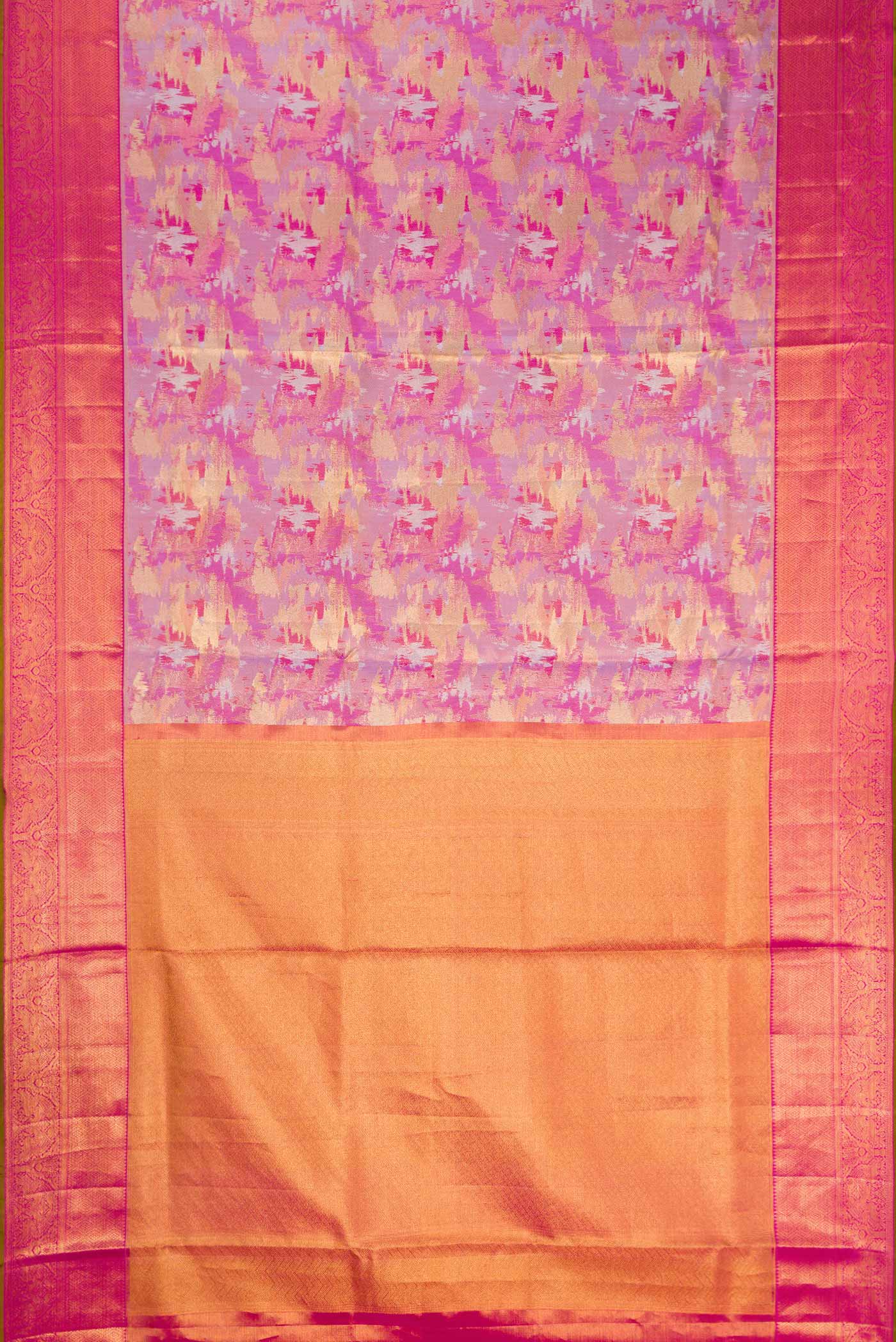 Pink Dual Tone Kanjivaram Tissue Silk Saree - Image 6