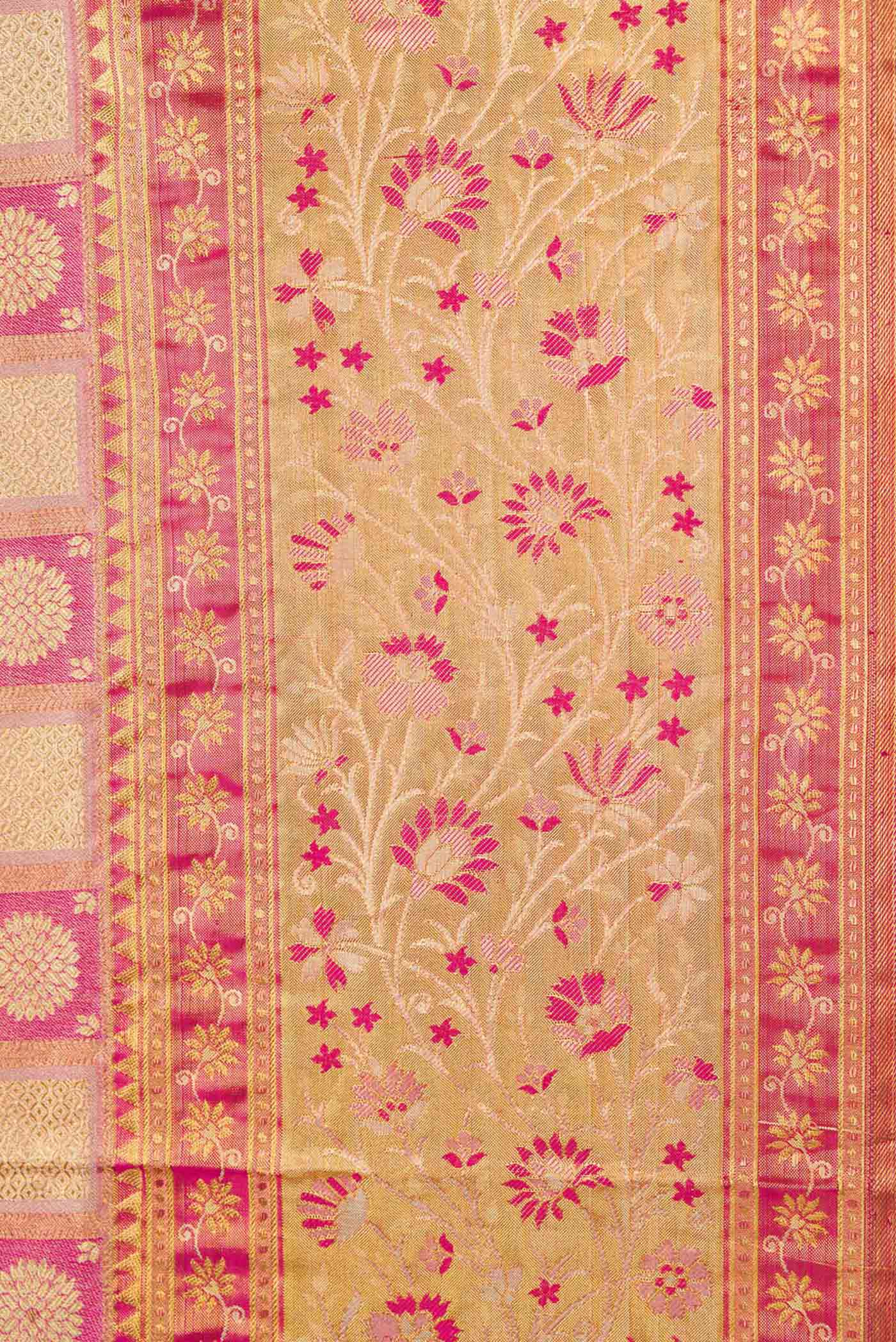 Pink Dual Tone Kanchipuram Tissue Silk Saree - Image 3
