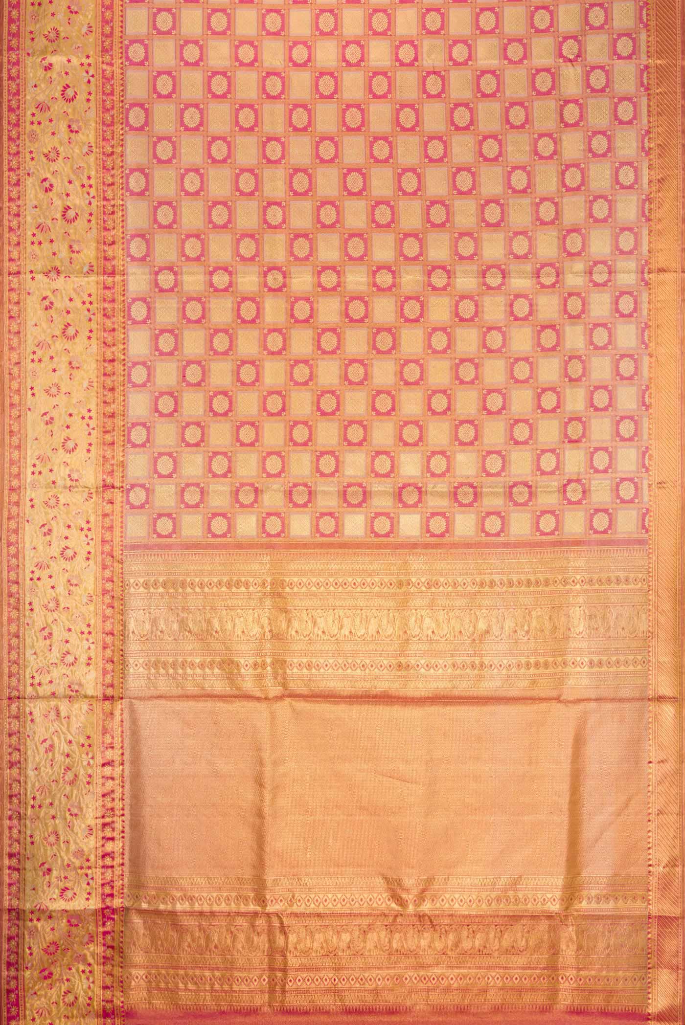 Pink Dual Tone Kanchipuram Tissue Silk Saree - Image 6