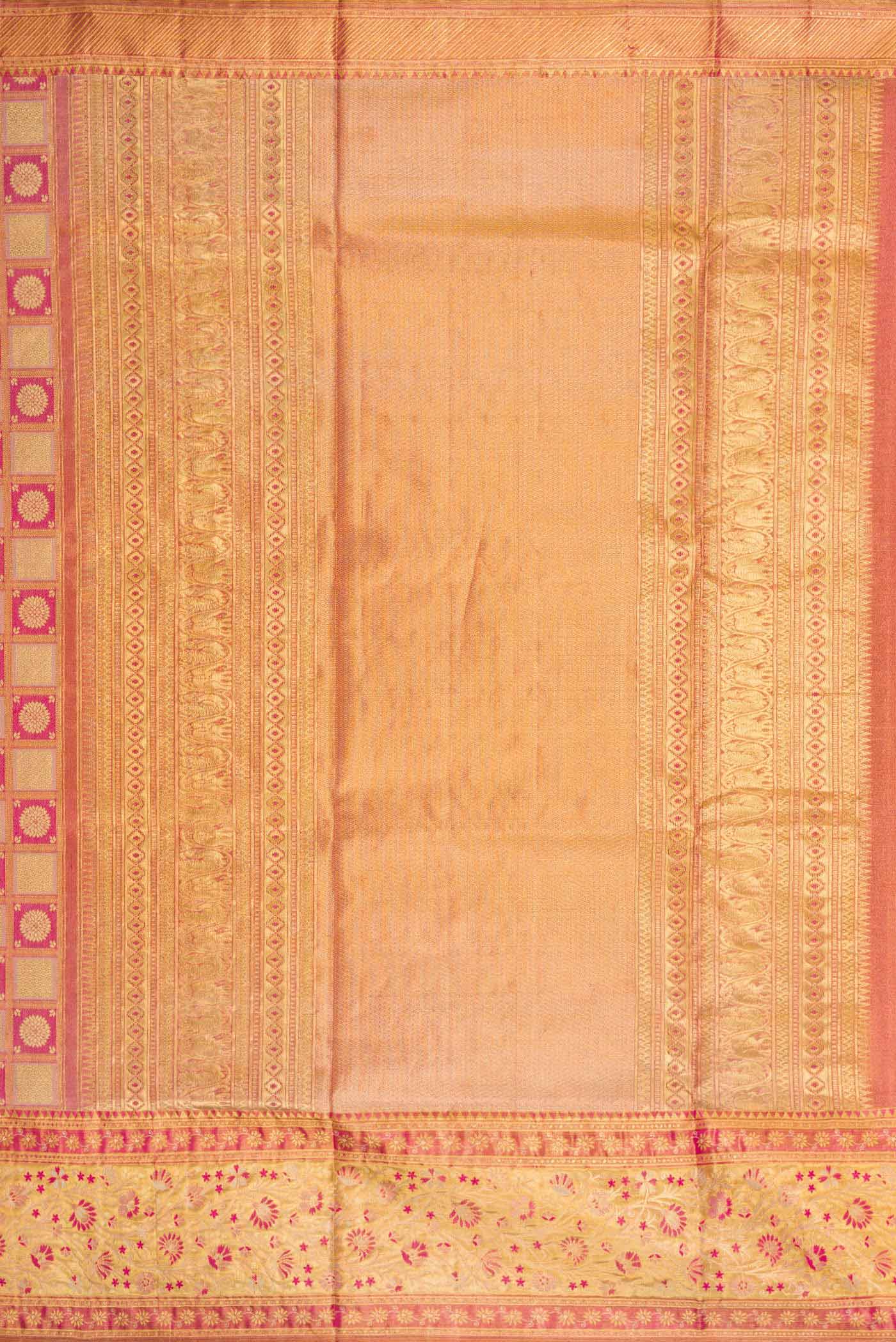 Pink Dual Tone Kanchipuram Tissue Silk Saree - Image 7