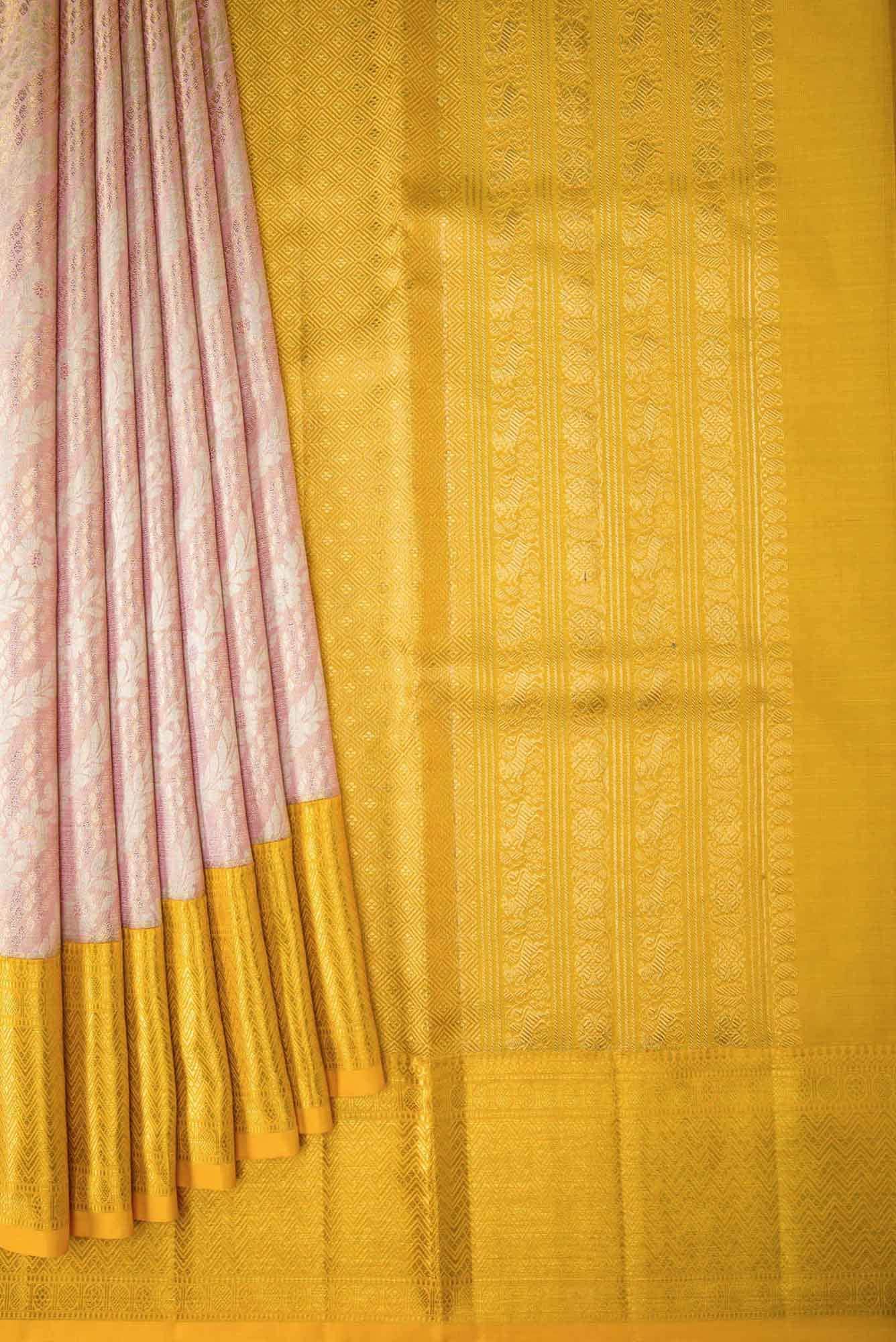 Rose Gold Dual Tone Kanjivaram Tissue Silk Saree - Image 2