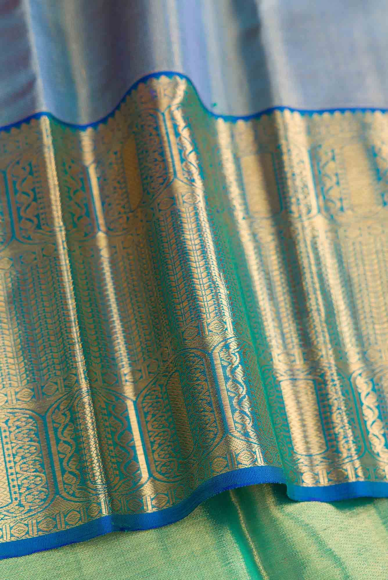 Pink Dual Tone Kanchipuram Tissue Silk Saree - Image 6