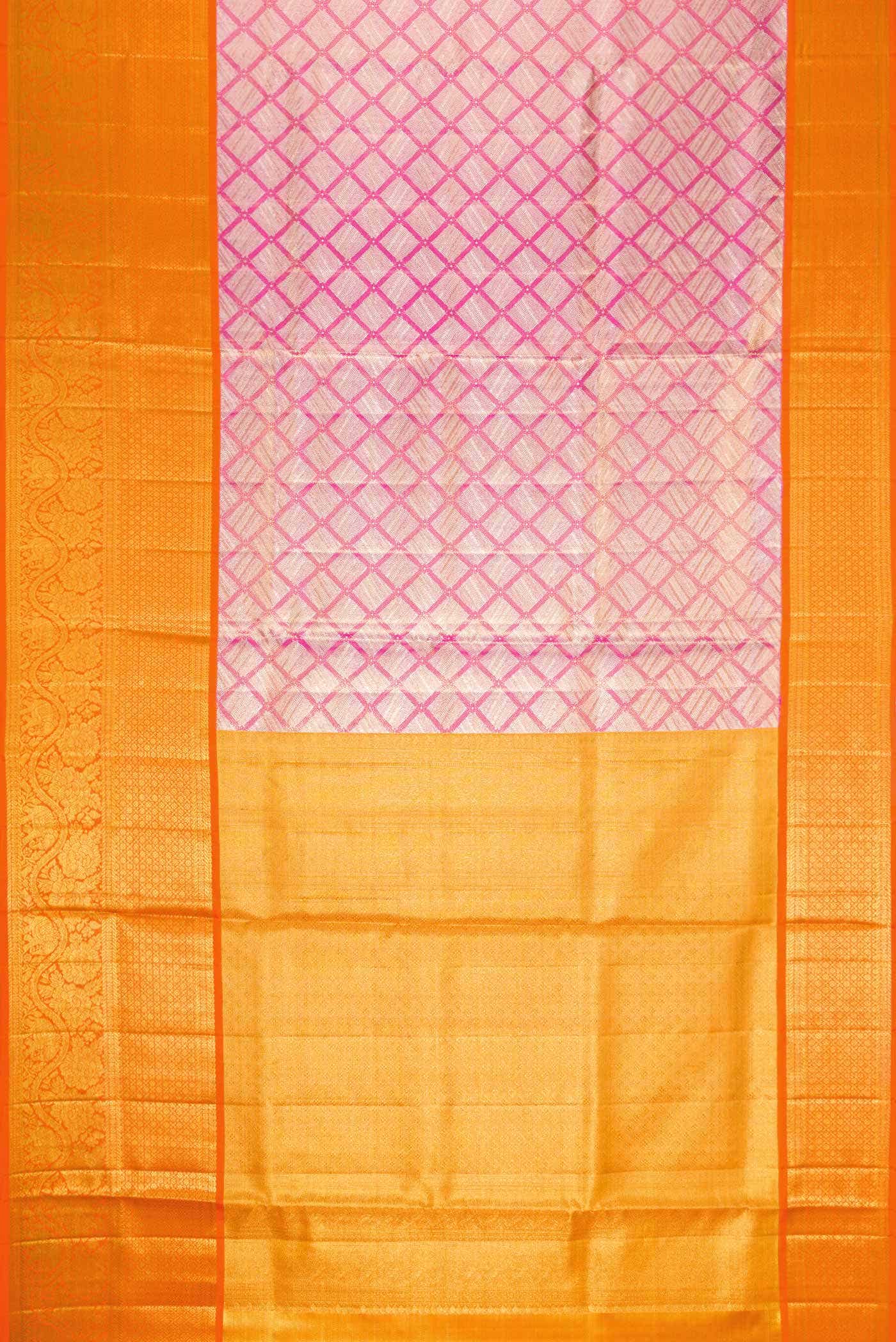 Pink Dual Tone Kanjivaram Tissue Silk Saree - Image 4