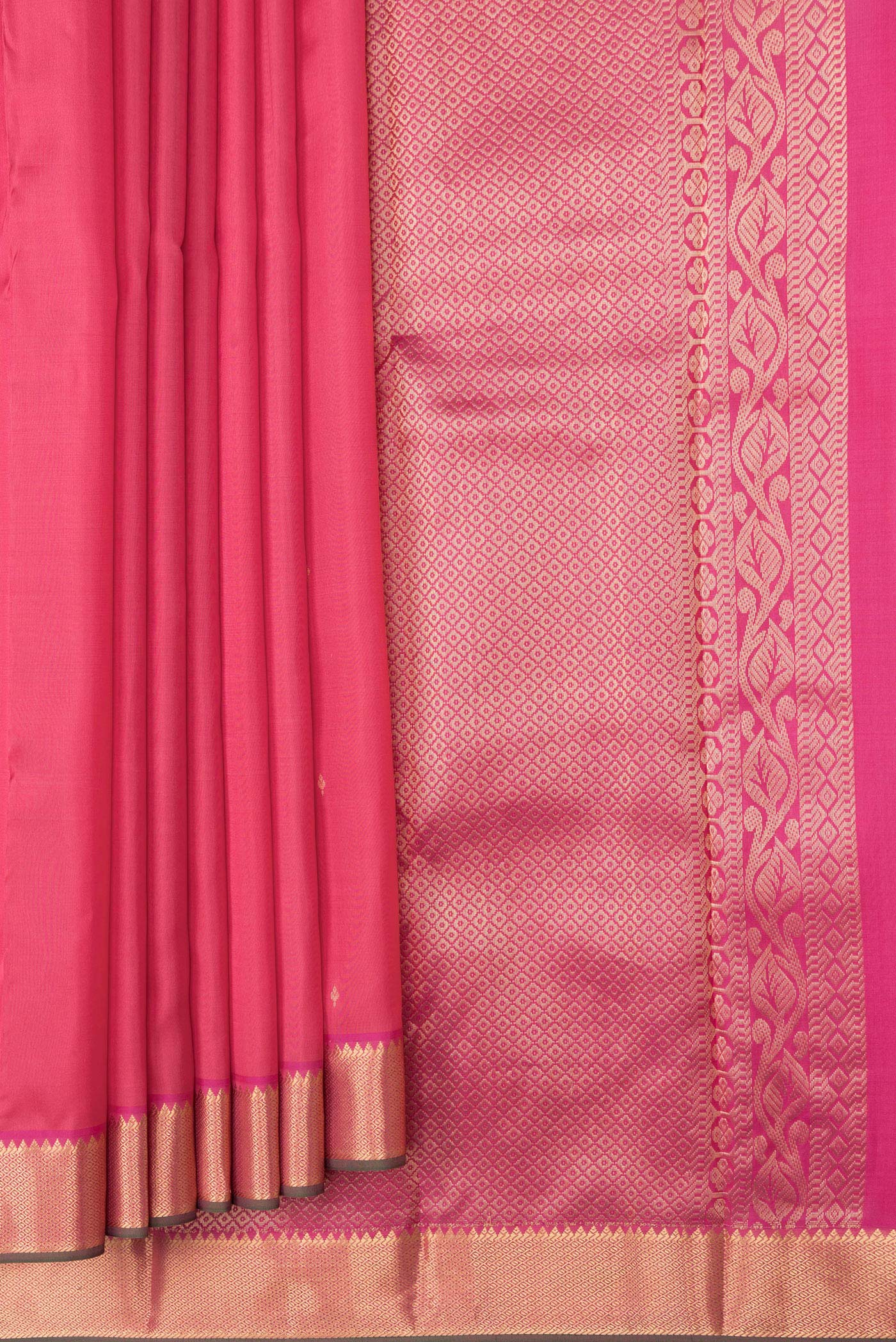 Pink Dual Tone Kanjivaram Silk Saree - Image 4