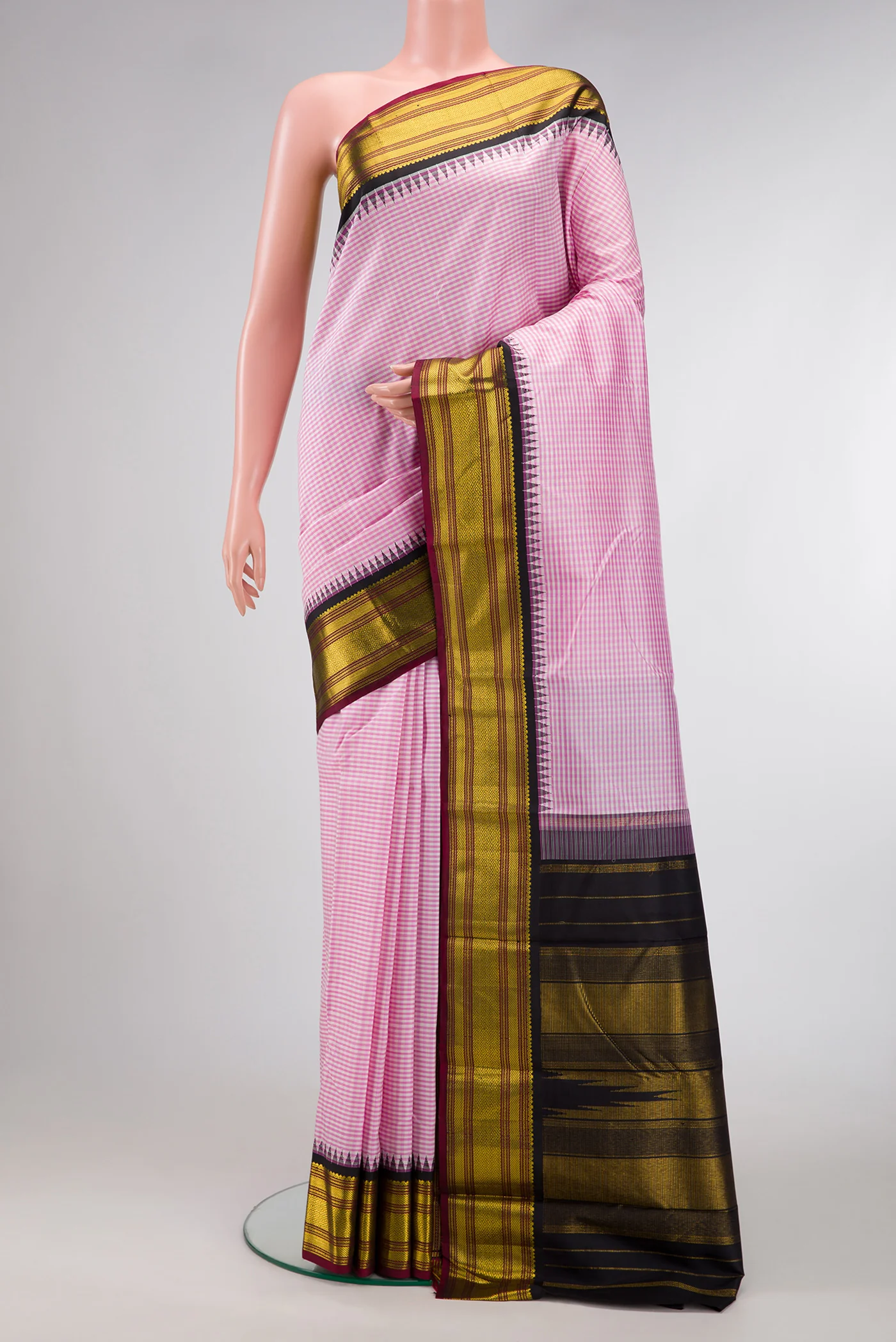 Rose pink Kanjivaram Silk Saree