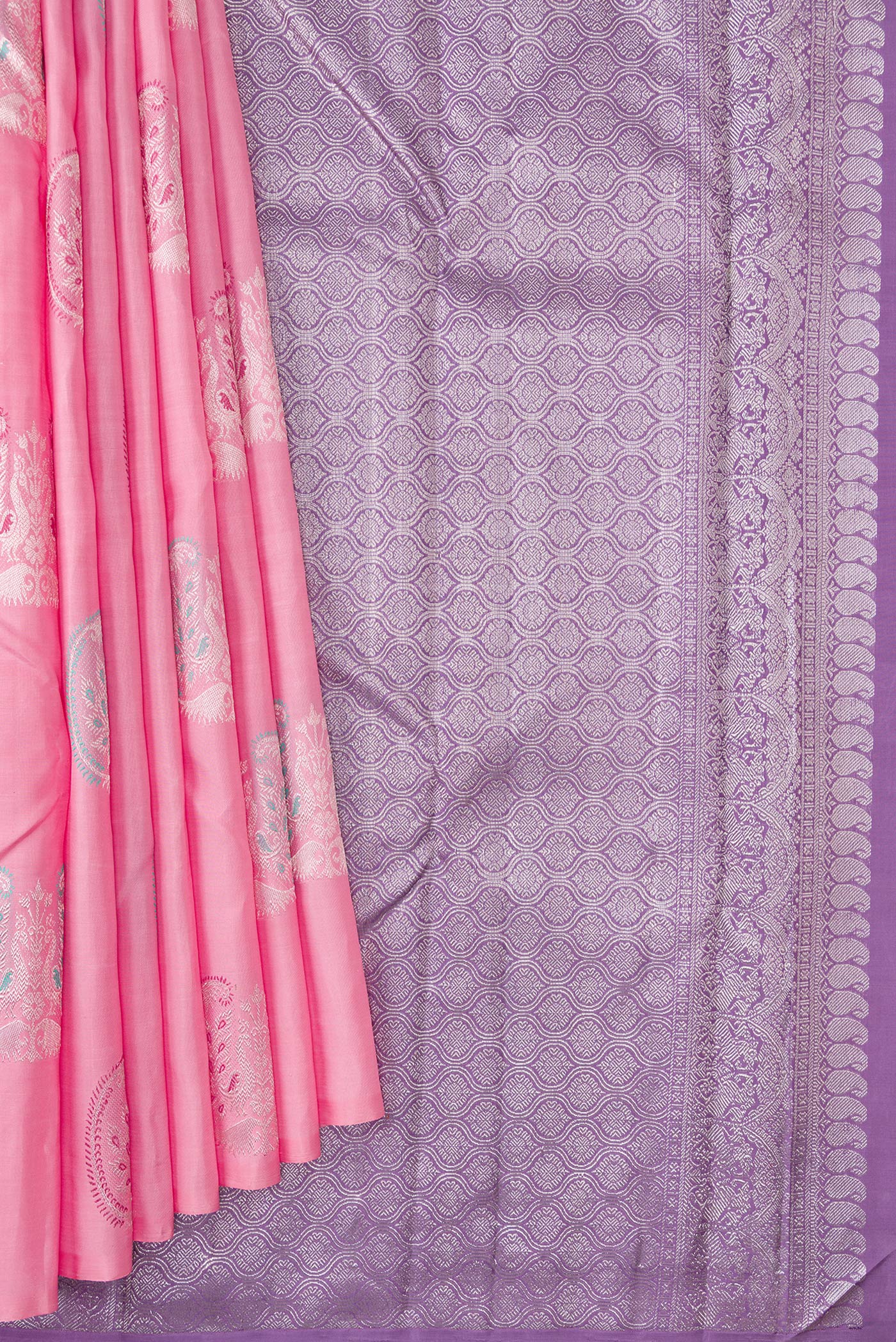 Rose pink Kanjivaram Silk Saree - Image 3