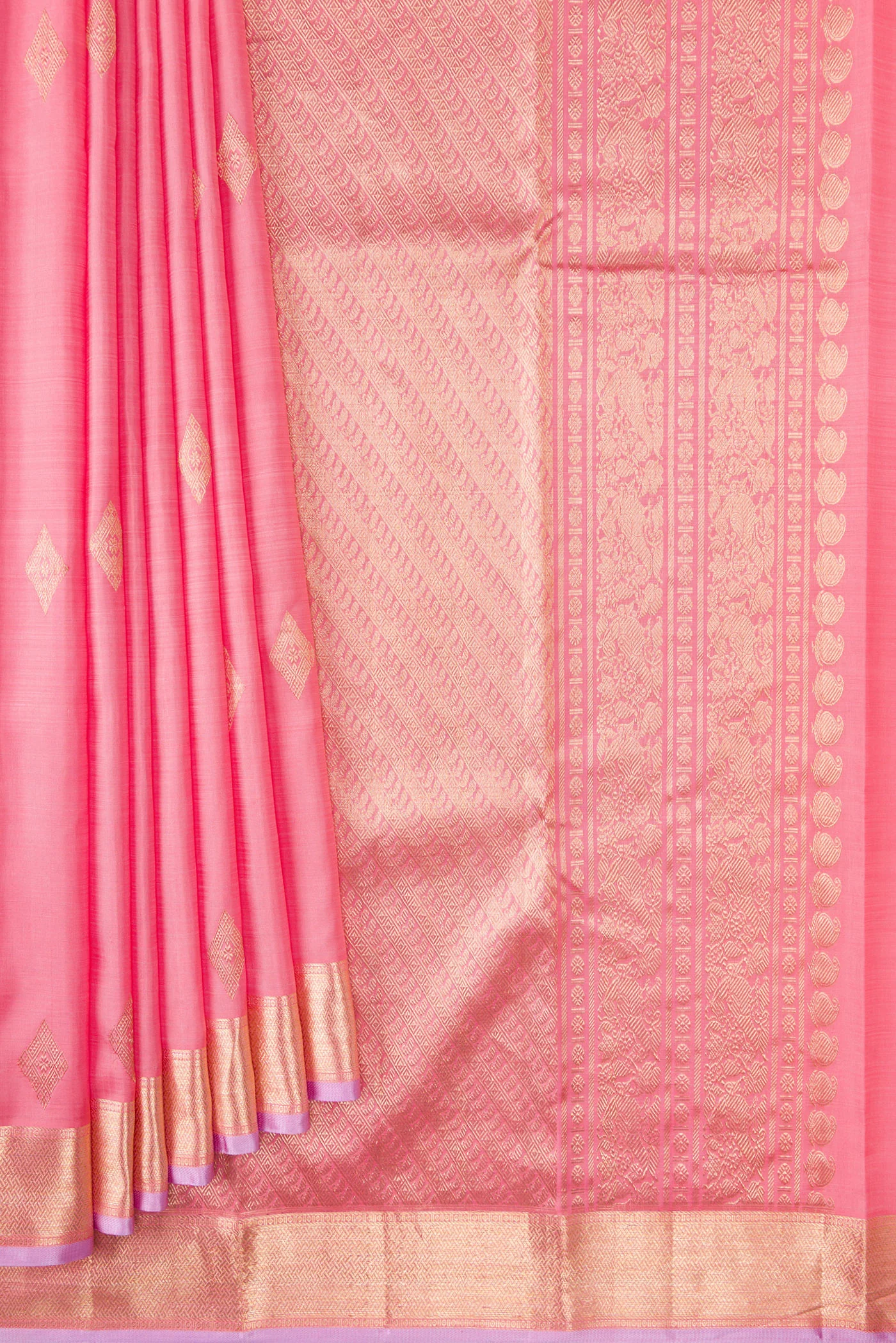 Rose pink Kanjivaram Silk Saree - Image 4