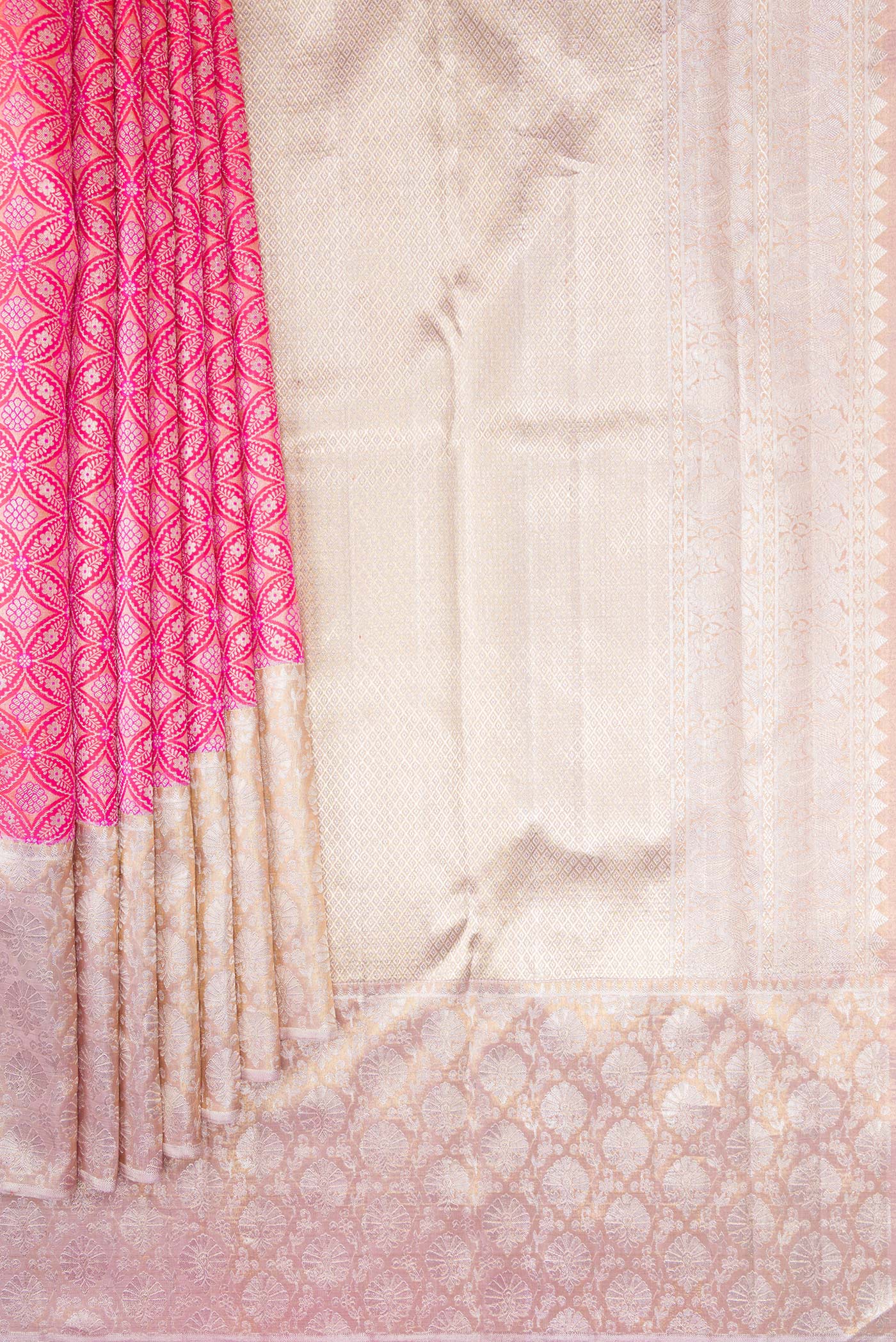 Pink Dual Tone Kanjivaram Silk Saree - Image 4