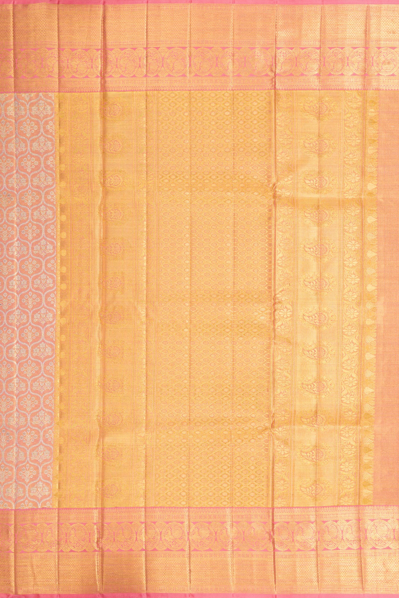 Pink with Gold Color Kanjivaram Tissue Silk Saree - Image 7