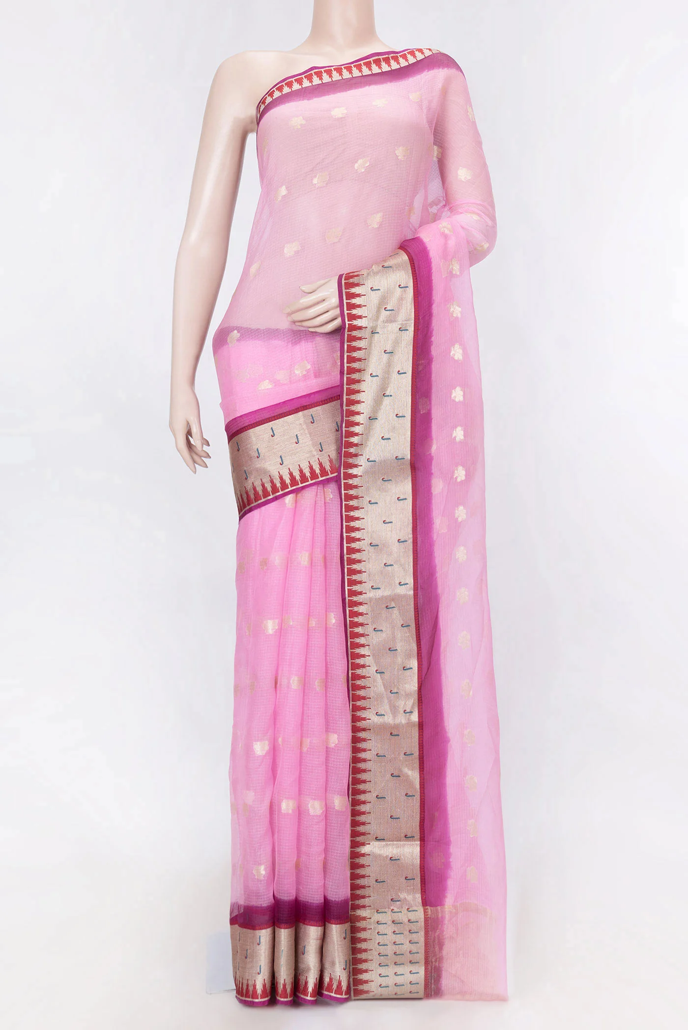 Pink Dual Tone Kota Silk Saree
