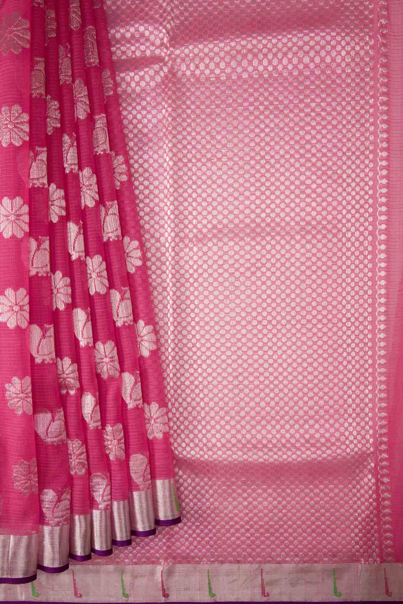 Pink Dual Tone Kota Silk Saree - Image 2