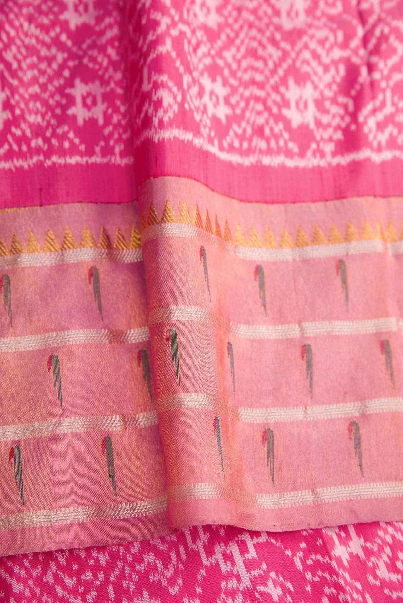 Pink Dual Tone Linen Saree - Image 6