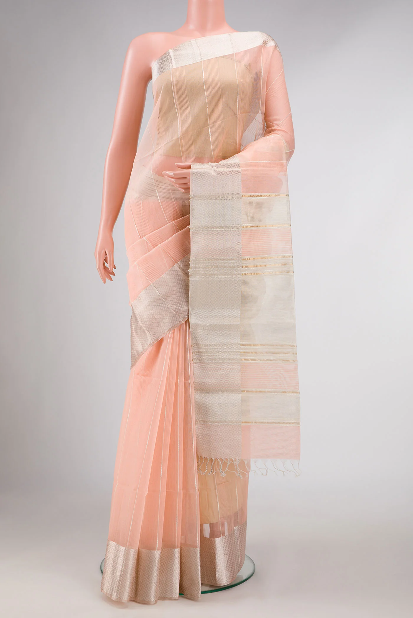 Pink Dual Tone Maheshwari Silk Saree