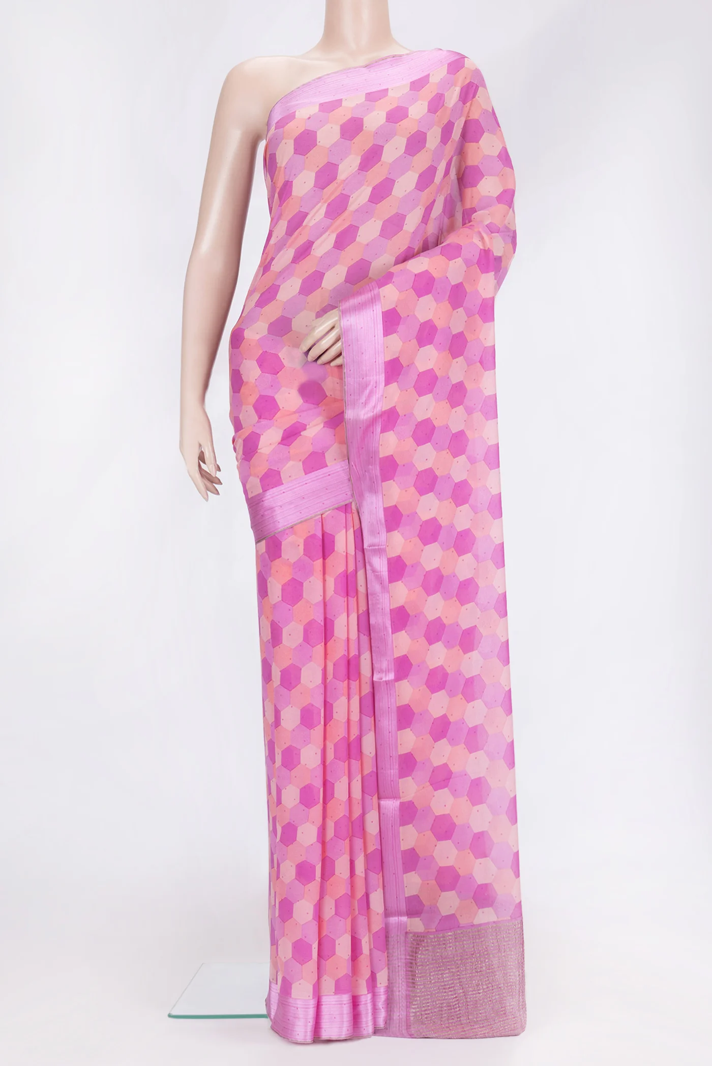 Pink Mysore Chiffon Saree