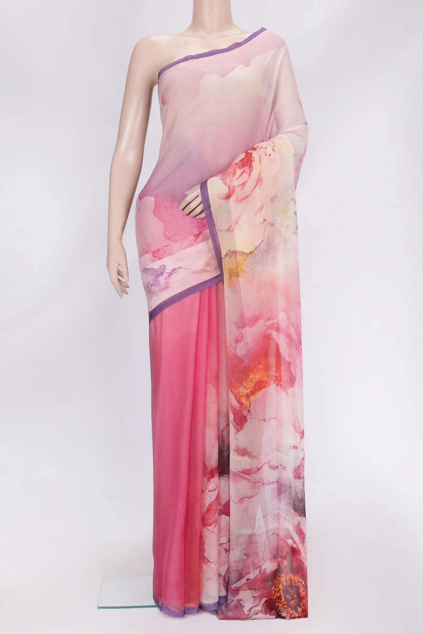 Pink Mysore Chiffon Saree