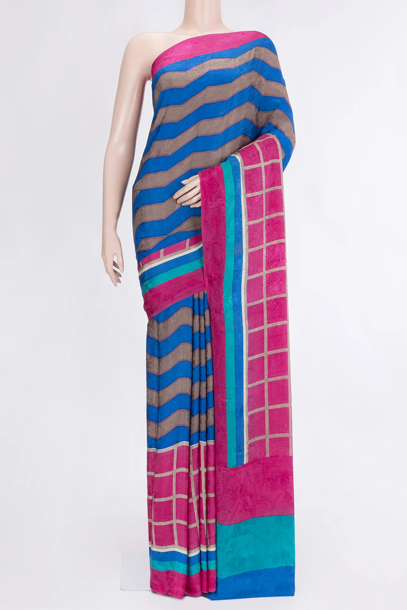 Multi Color Mysore Crepe Saree