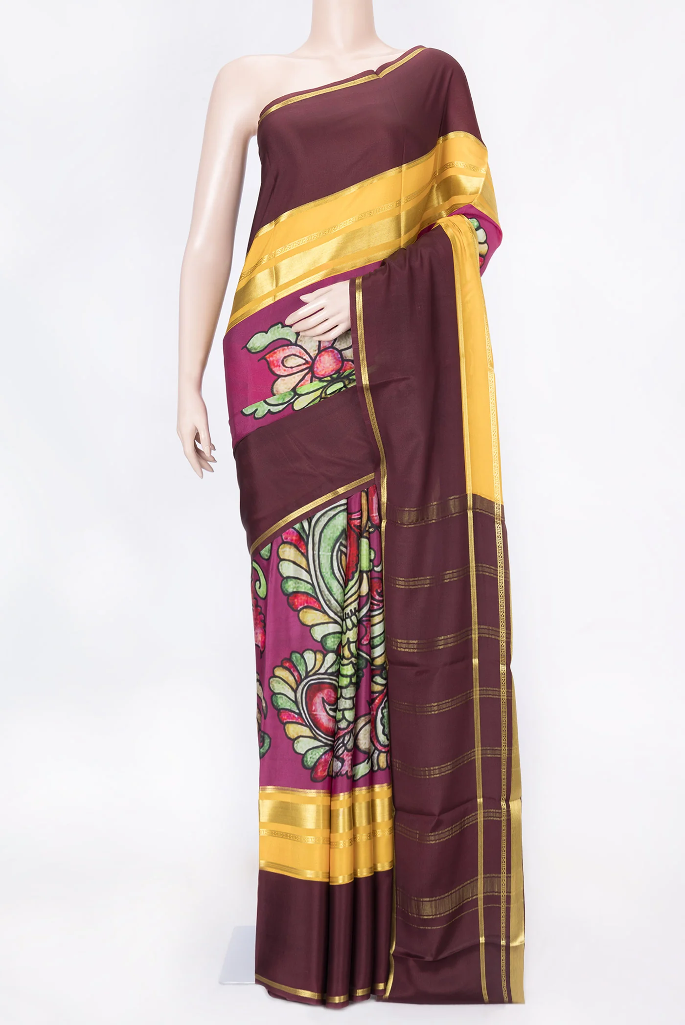 Pink Dual Tone Mysore Crepe Saree