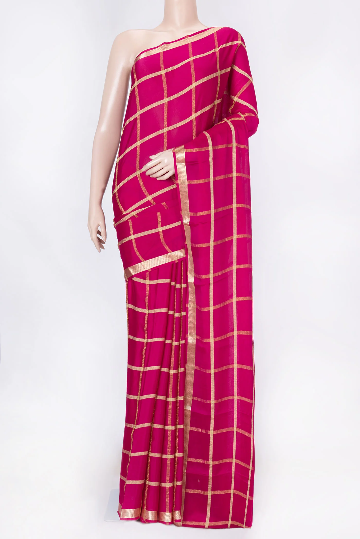 Pink Dual Tone Mysore Crepe Saree