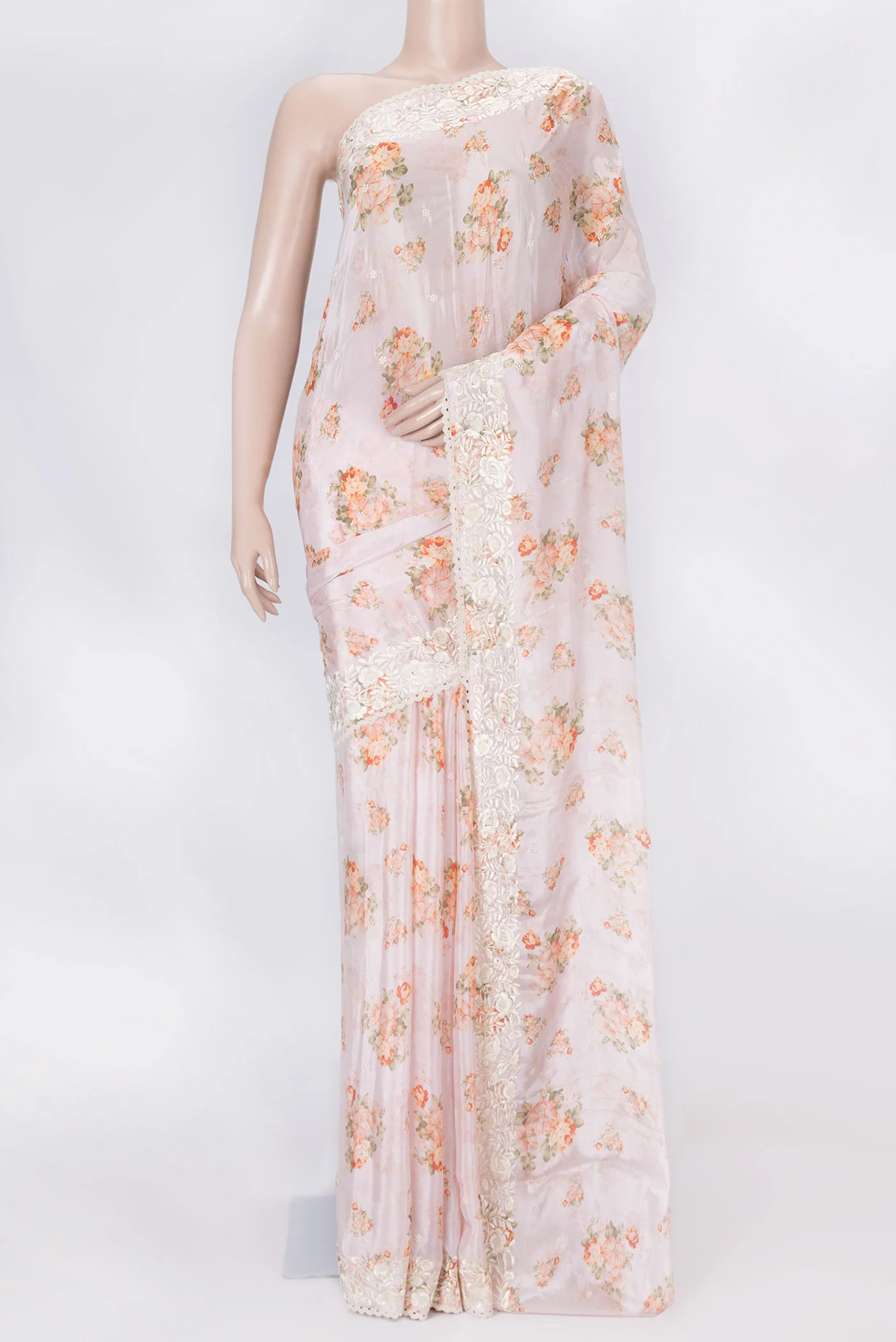 Pink Dual Tone Mysore Crepe Saree