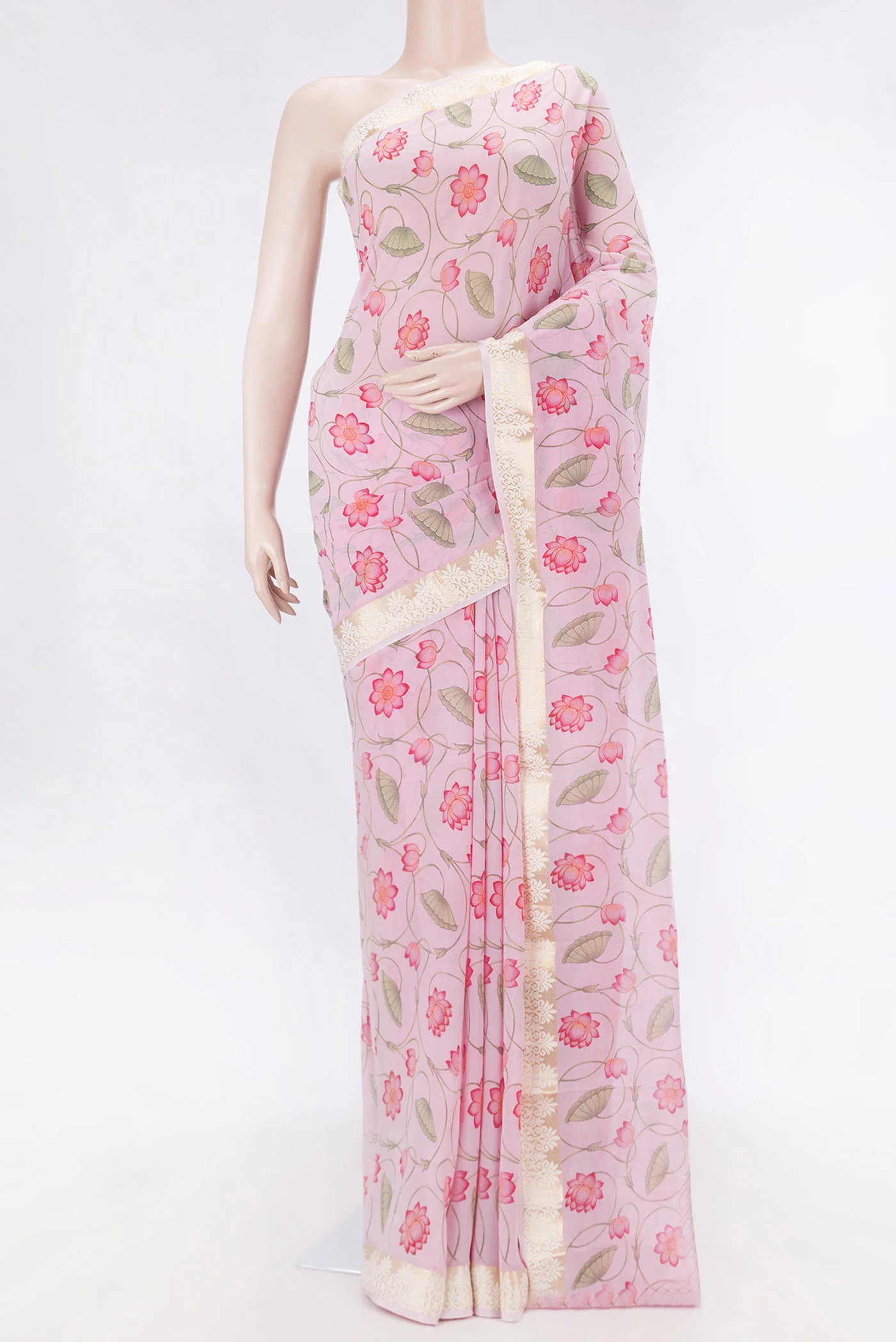 Pink Dual Tone Mysore Georgette Saree