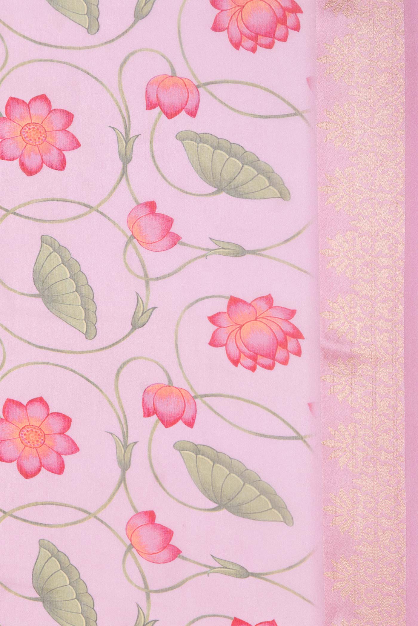 Pink Dual Tone Mysore Georgette Saree - Image 3