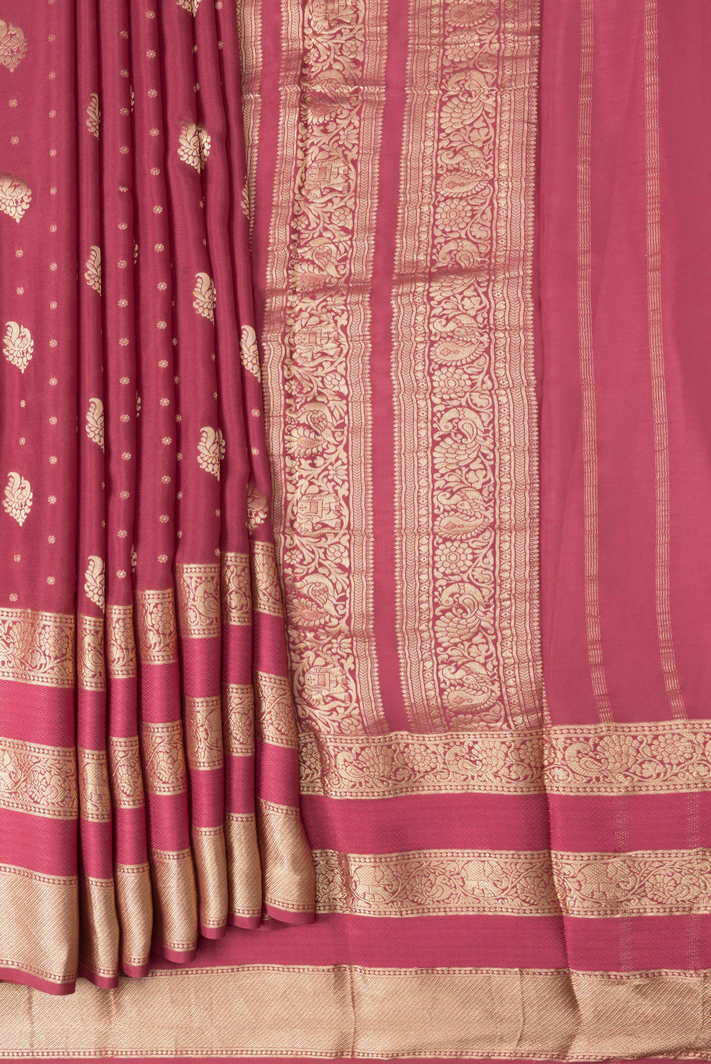 Pink Mysore Crepe Saree - Image 4