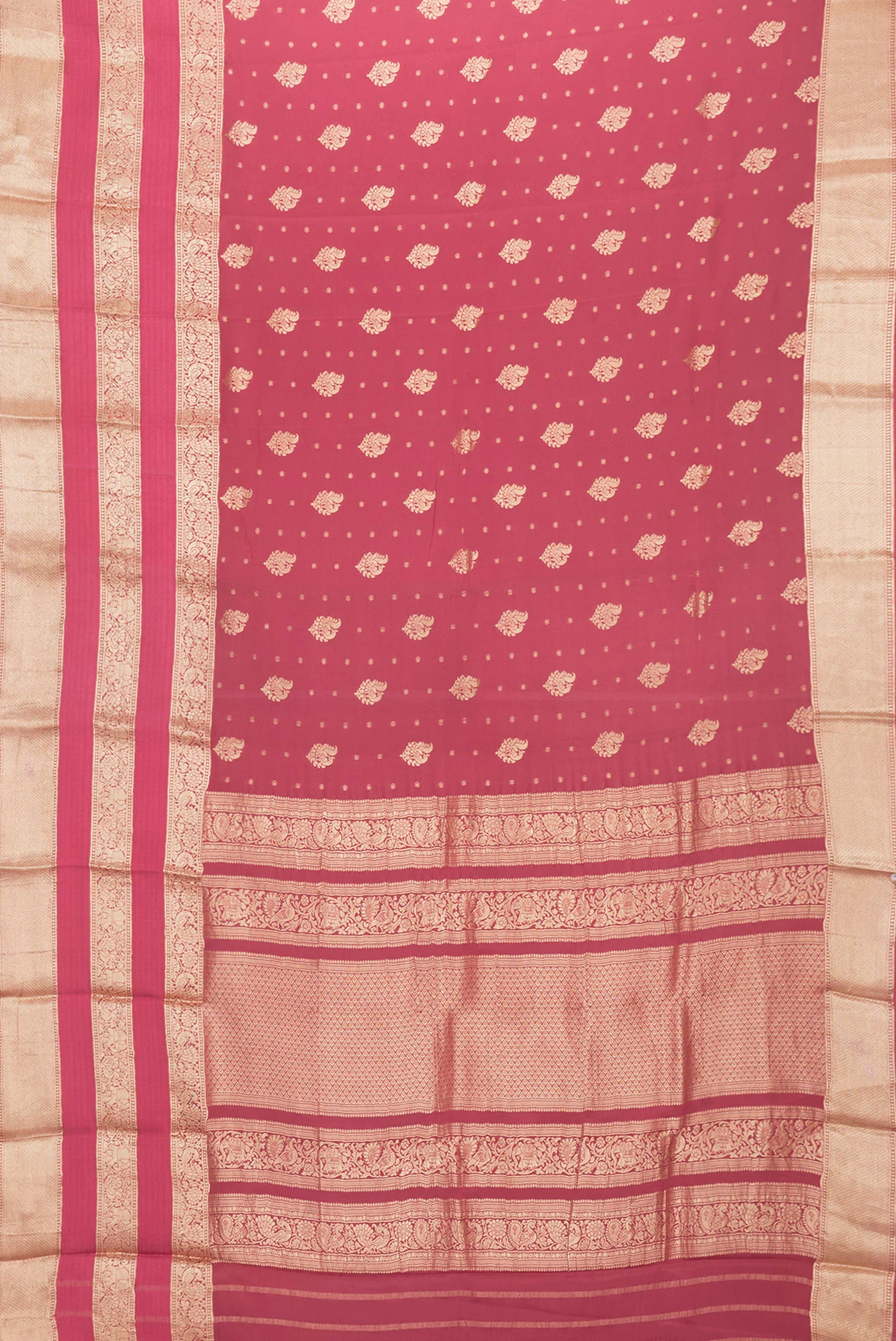 Pink Mysore Crepe Saree - Image 6