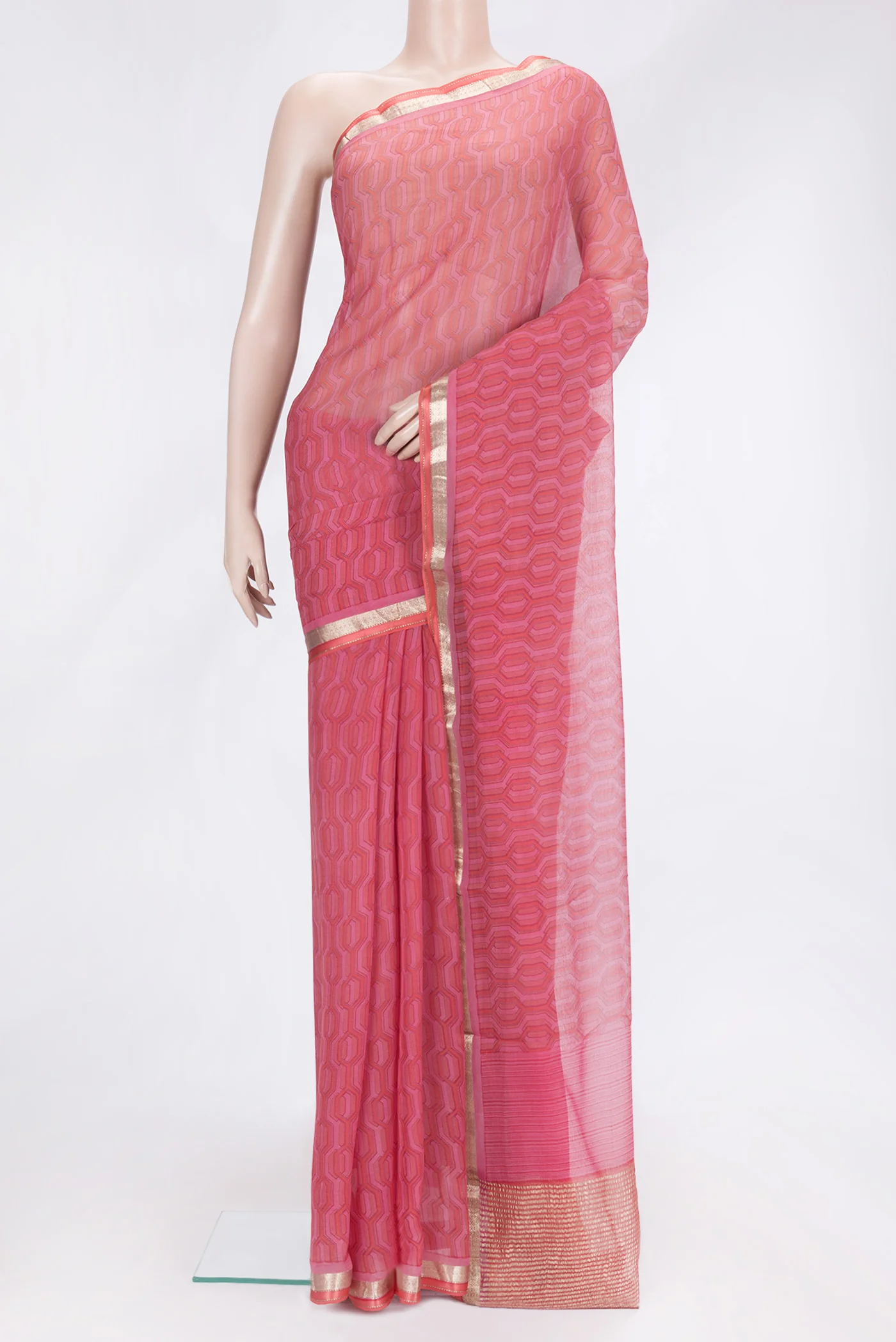 Pink Mysore Chiffon Saree