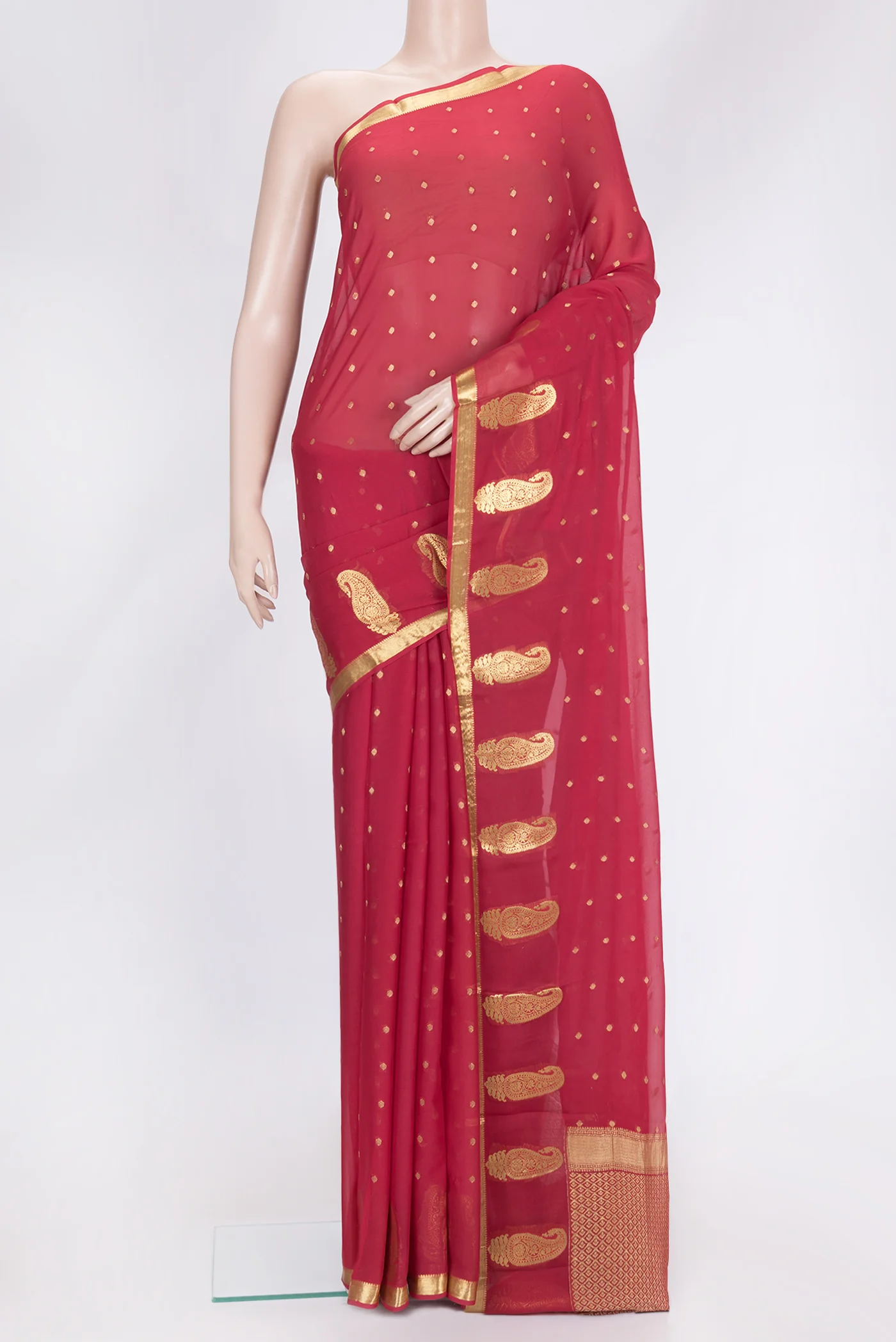 Red Mysore Georgette Saree