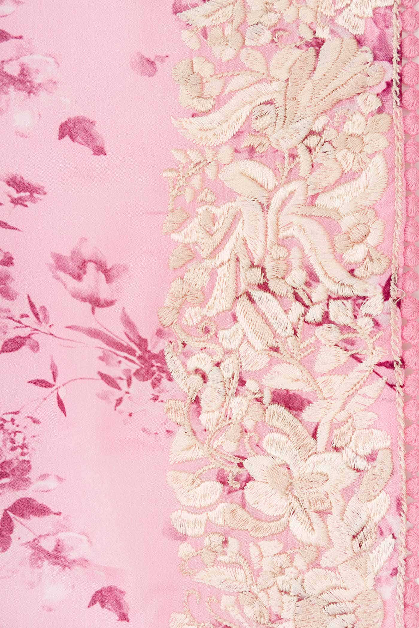 Pink Dual Tone Mysore Georgette Saree - Image 3