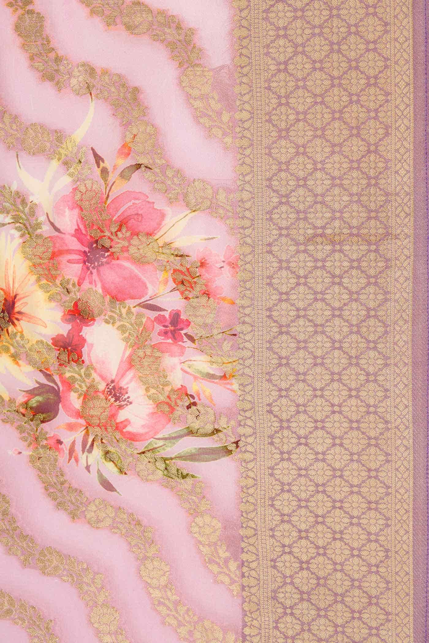 Pink Dual Tone Mysore Georgette Saree - Image 3