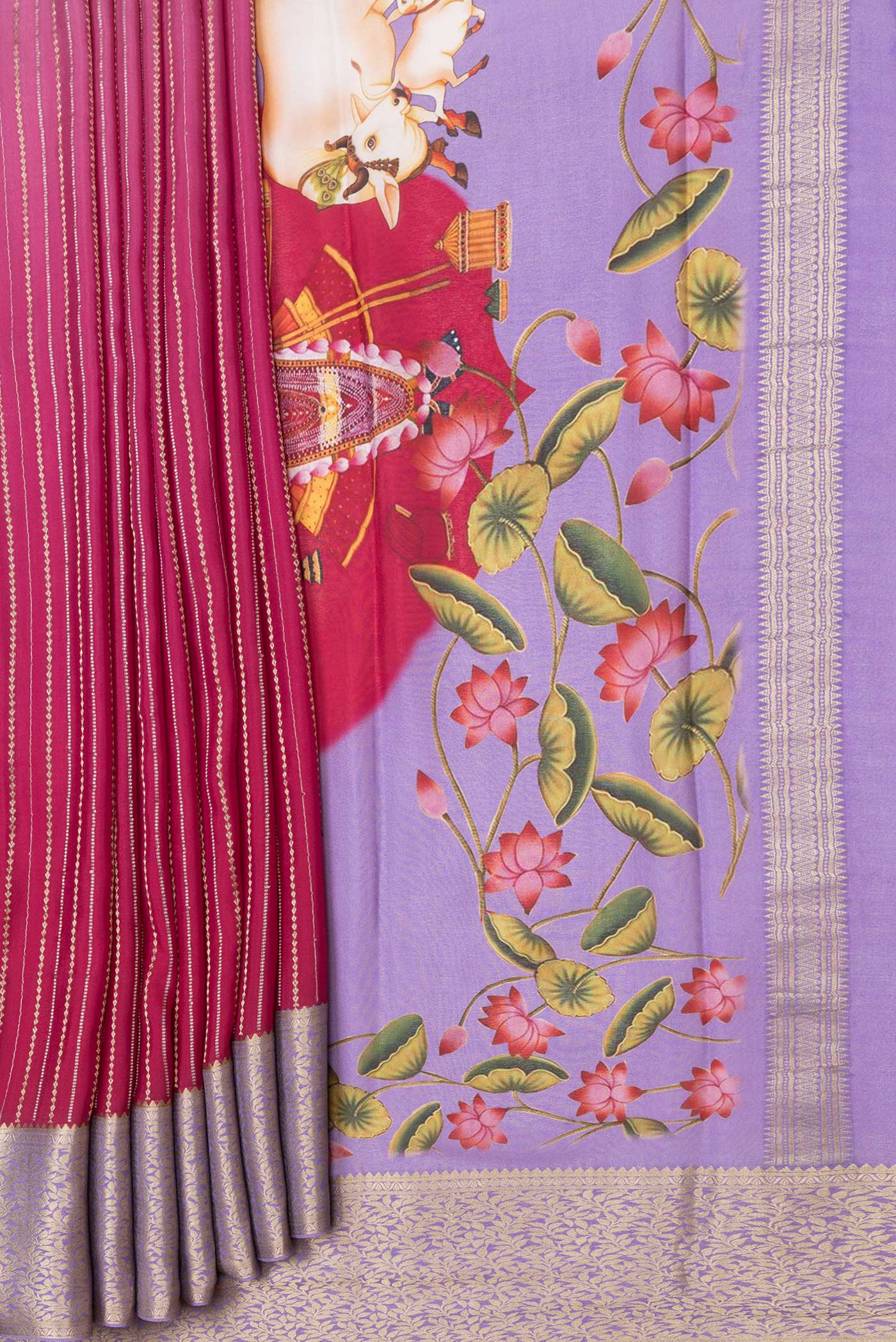Pink Mysore Crepe Saree - Image 4