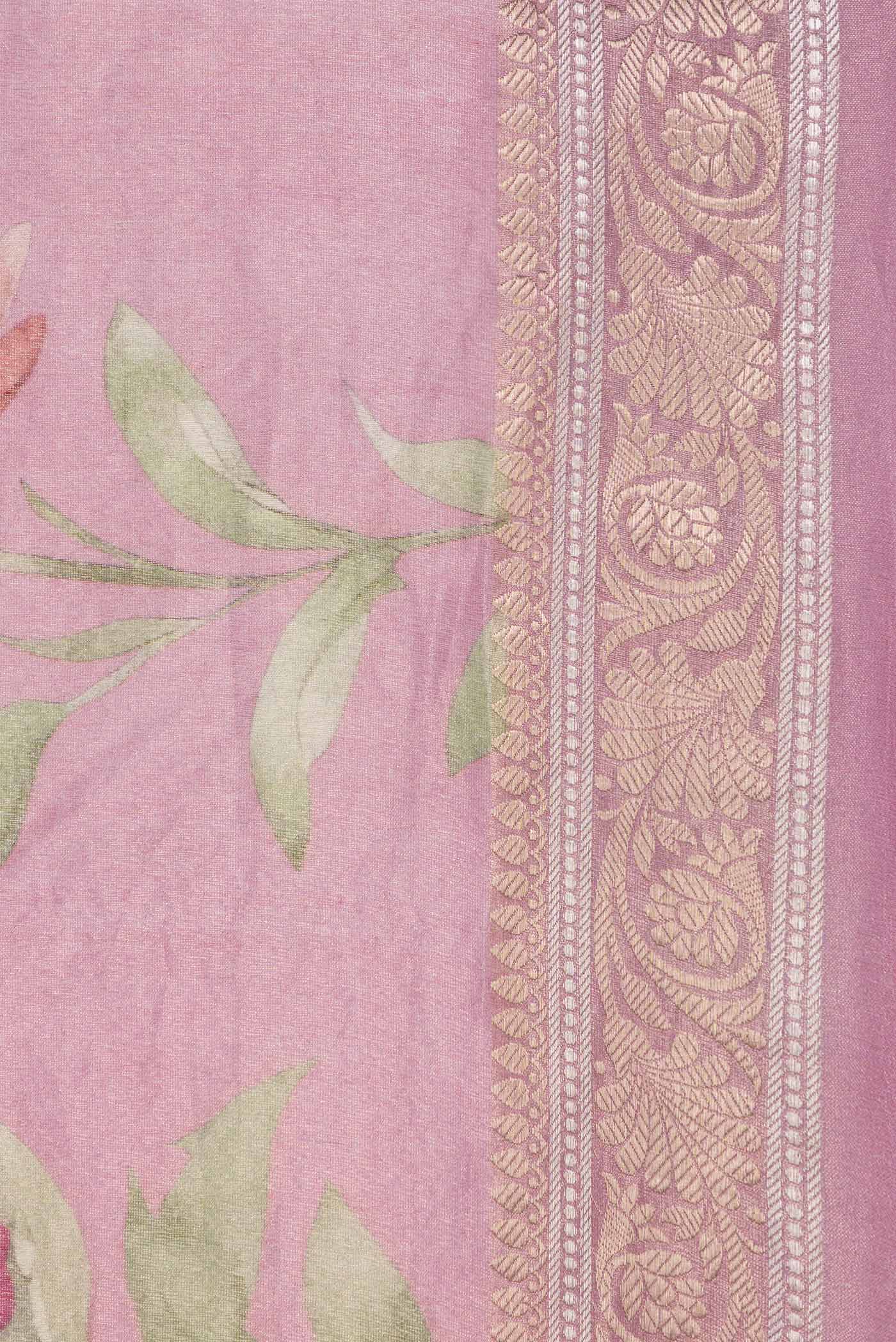 Pink Dual Tone Organza Silk Saree - Image 3