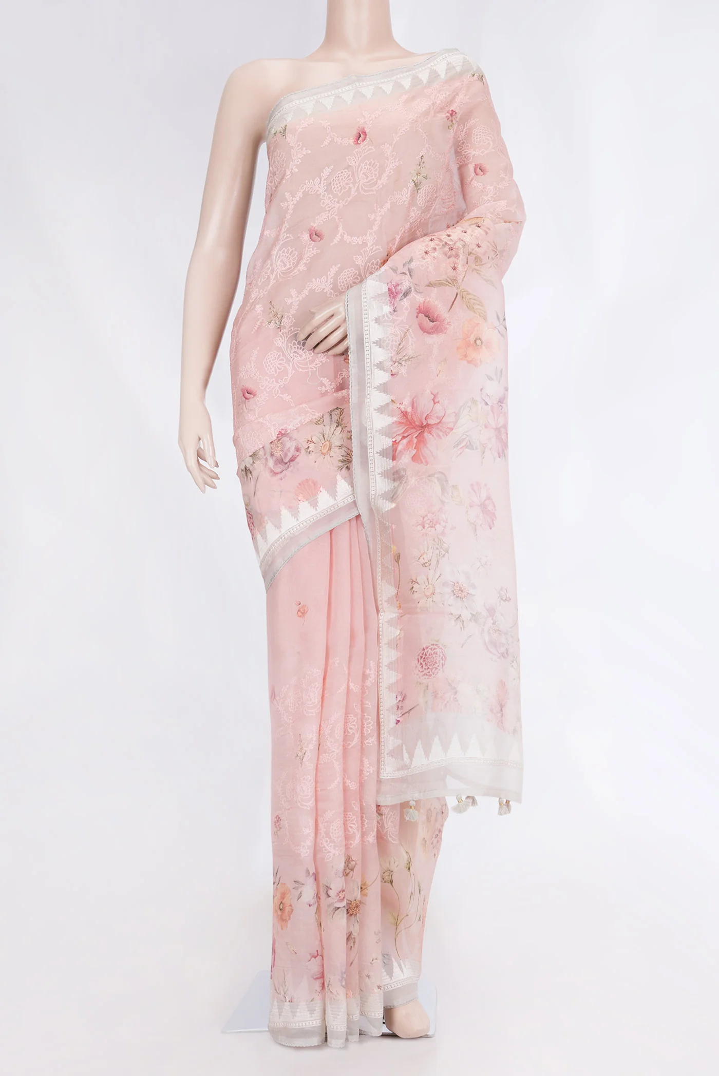 Pink Dual Tone Organza Silk Saree