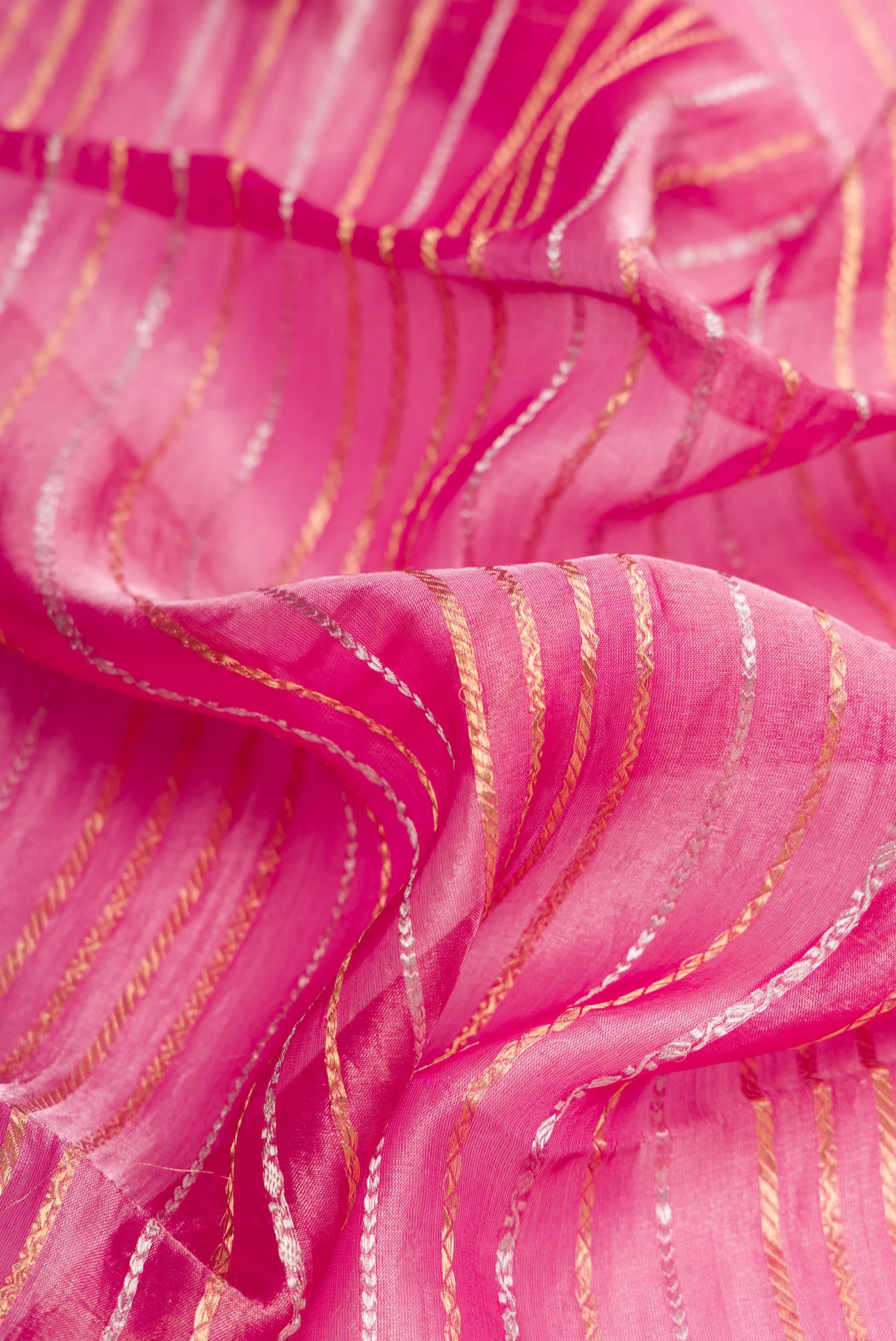 Pink Dual Tone Organza Silk Saree - Image 2