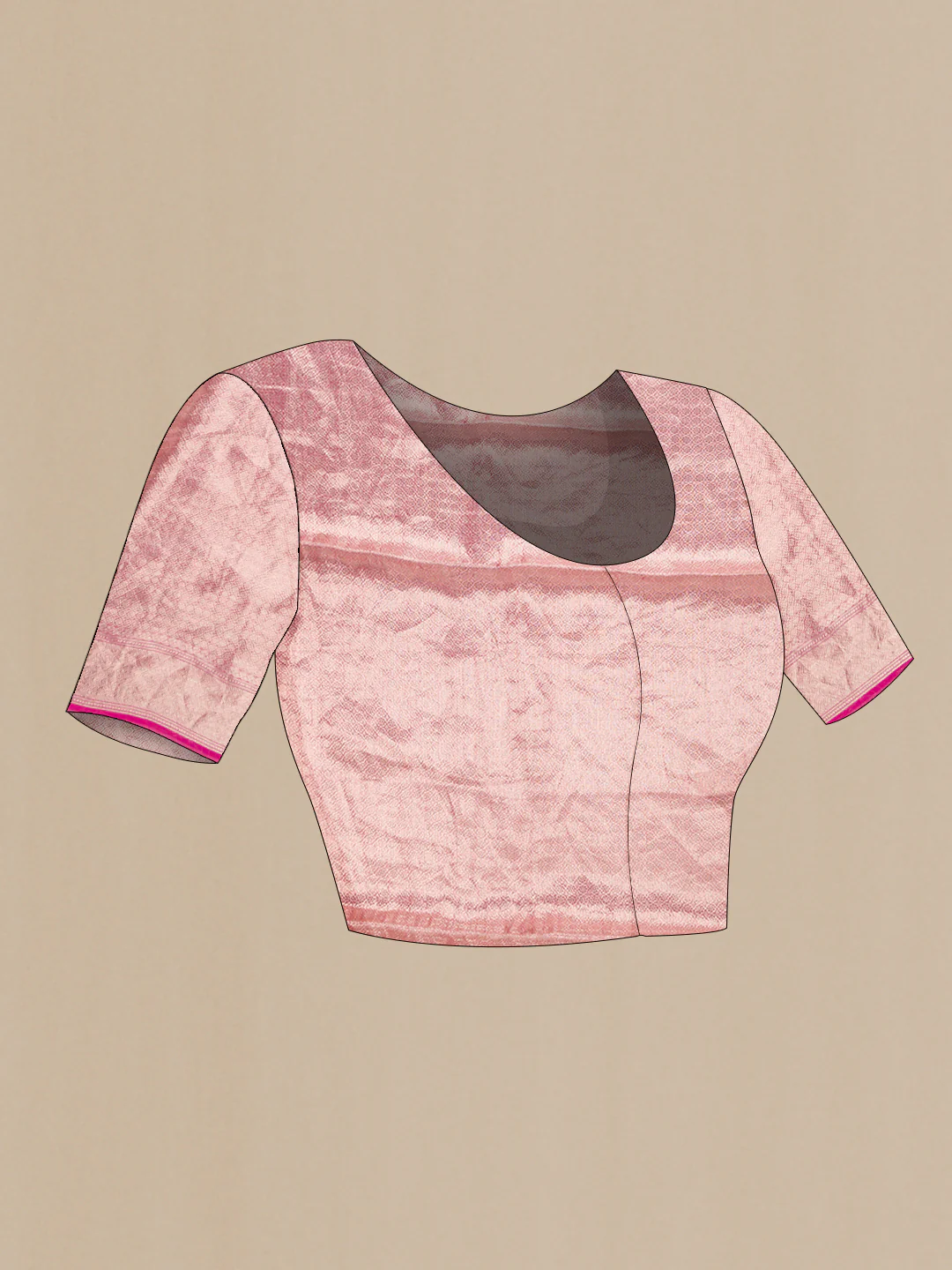 Pink Dual Tone Organza Silk Saree - Image 4