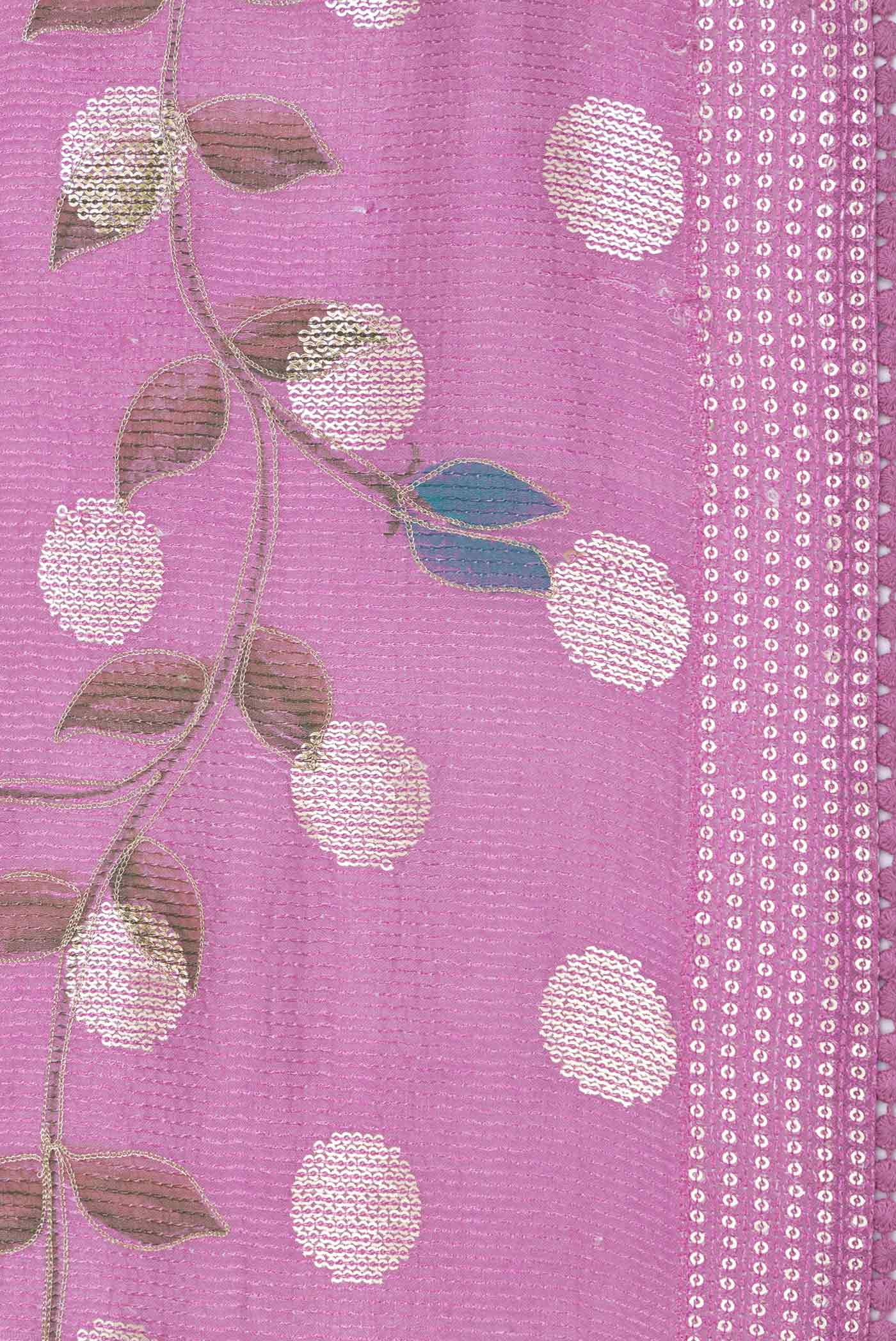Pink Dual Tone Organza Silk Saree - Image 3