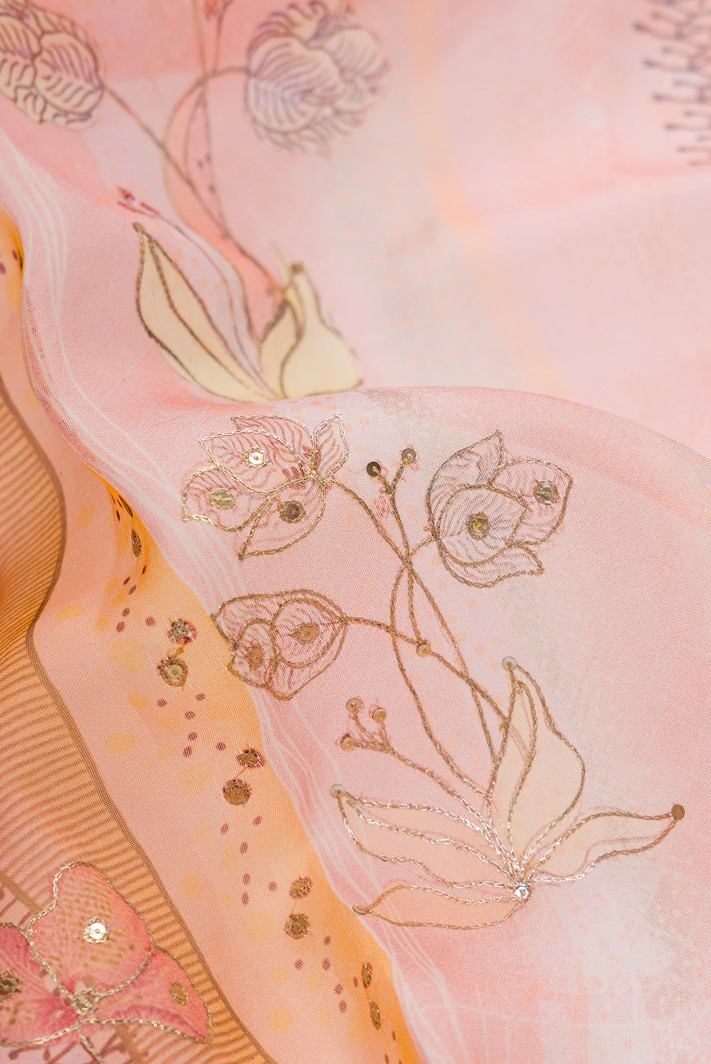 Peach Organza Silk Saree - Image 2