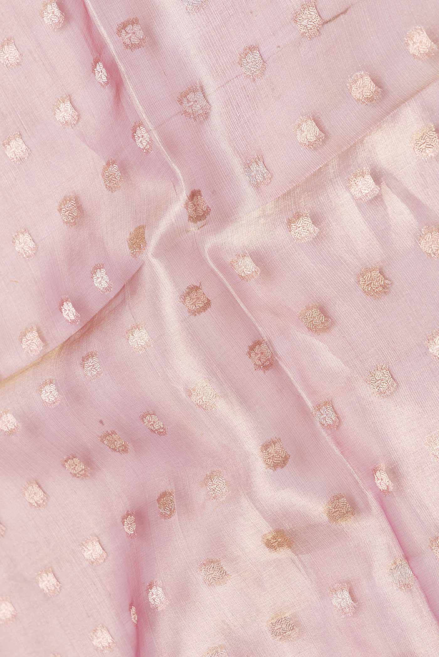 Gold with Pink Color Organza Silk Saree - Image 2