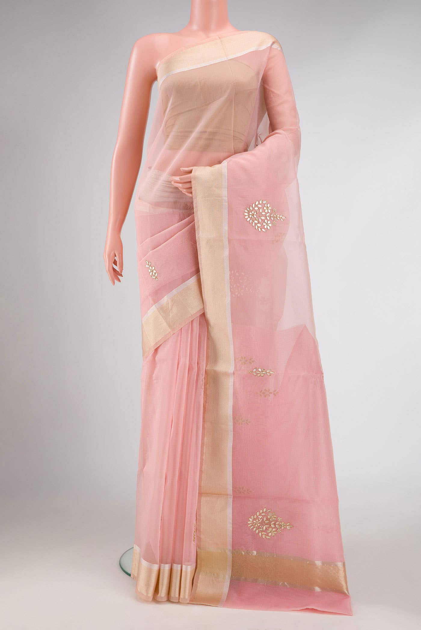 Pink Dual Tone Organza Silk Saree