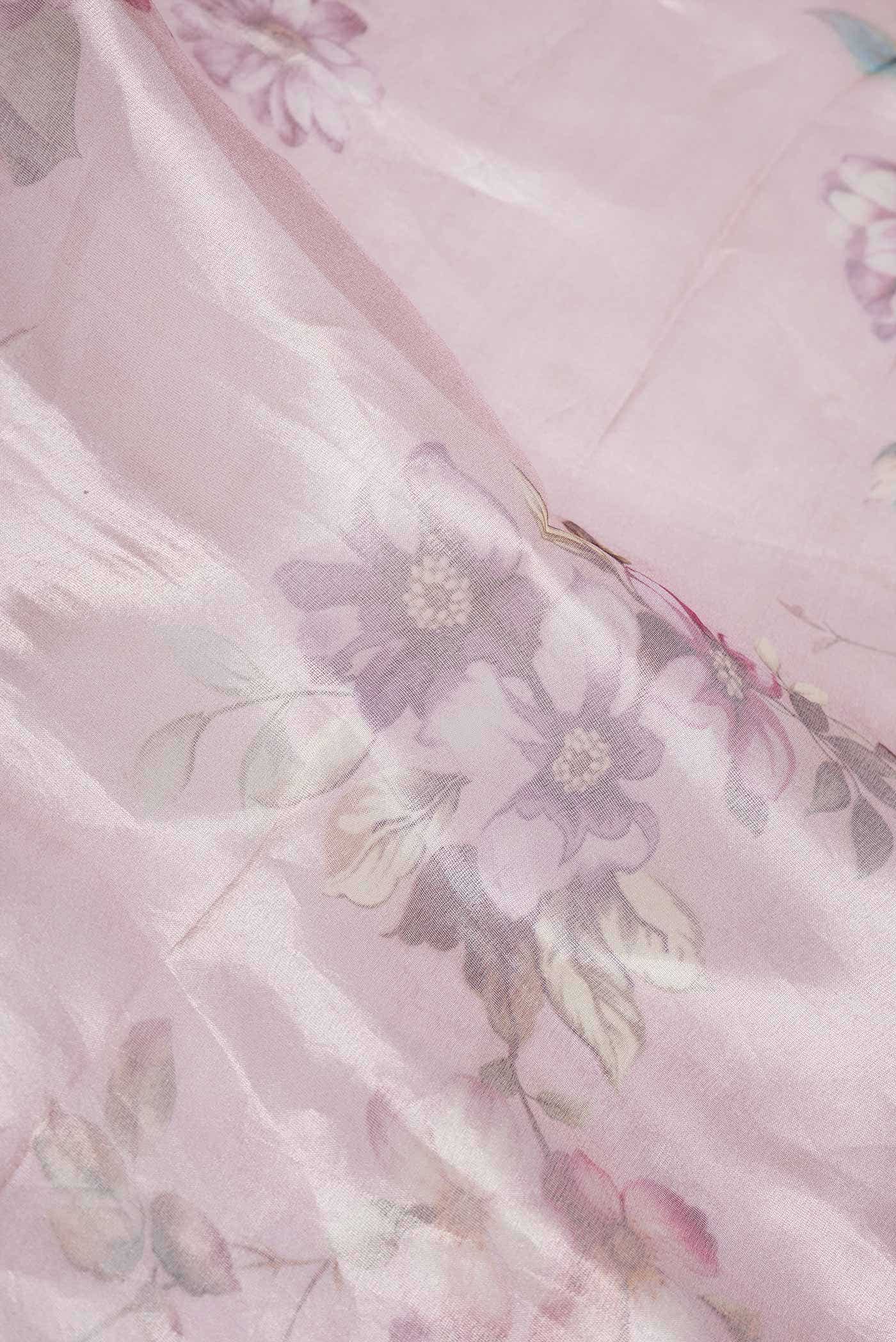 Pink Dual Tone Organza Silk Saree - Image 2