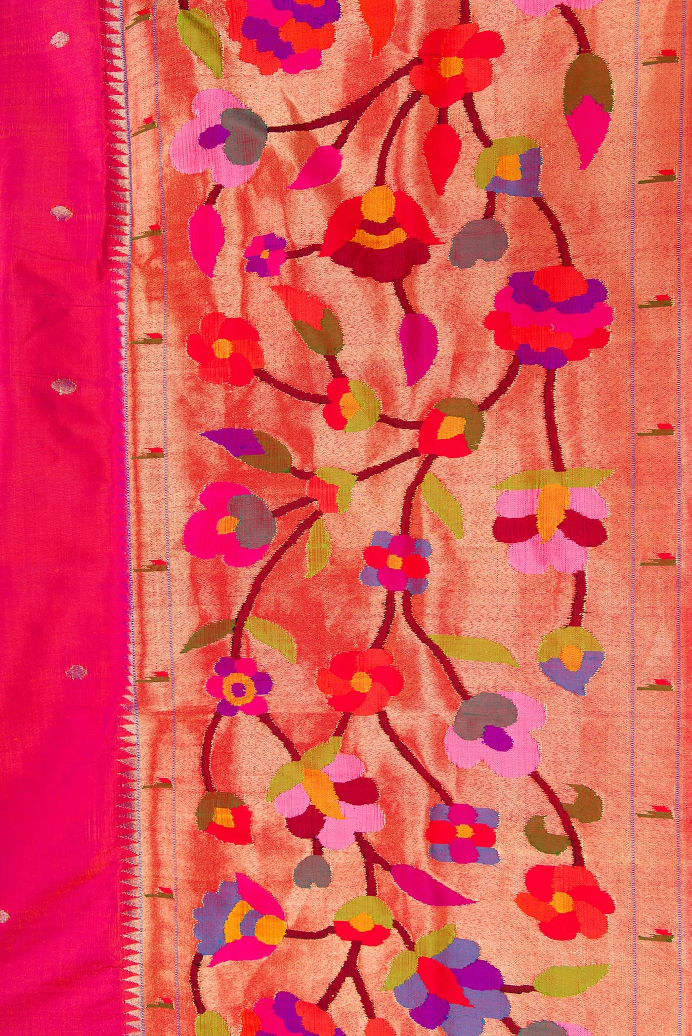 Pure Silk Pure Zari Pink Paithani Saree - Image 3