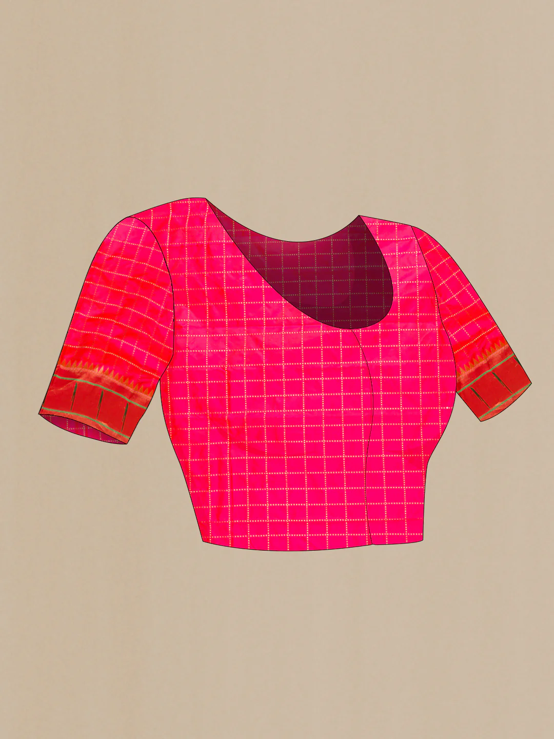 Pink Dual Tone Paithani Silk Saree - Image 5