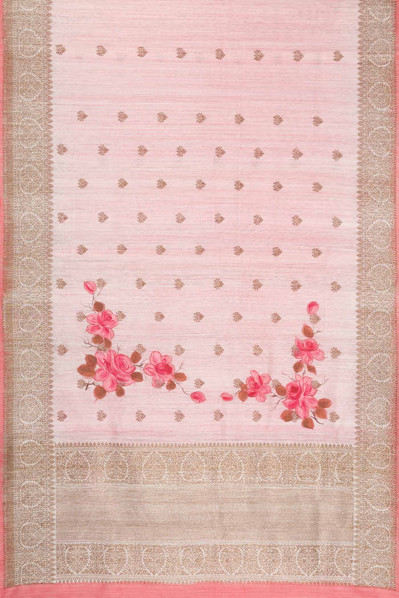 Pink Dual Tone Raw Silk Saree - Image 6