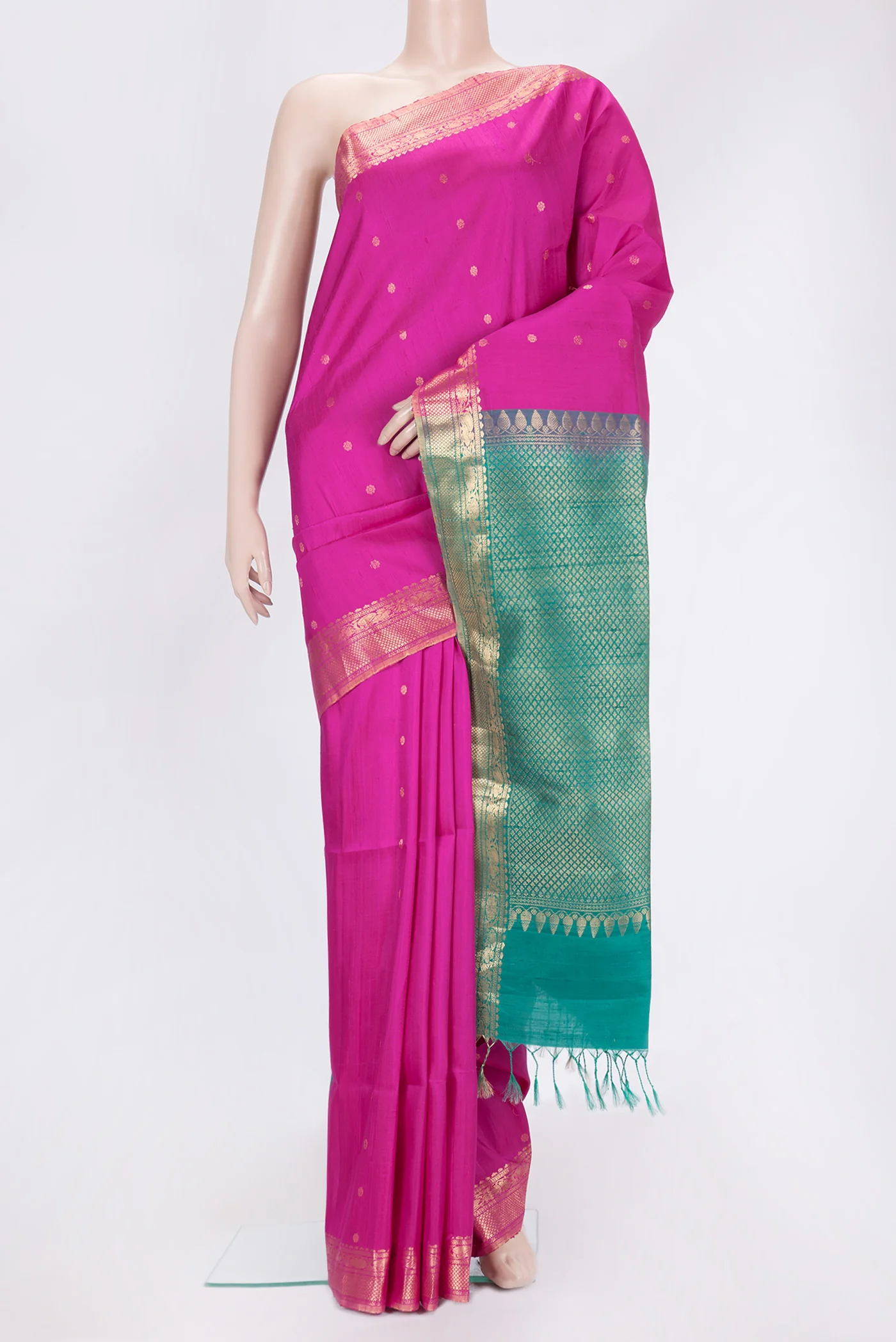Rani Pink Raw Silk Saree