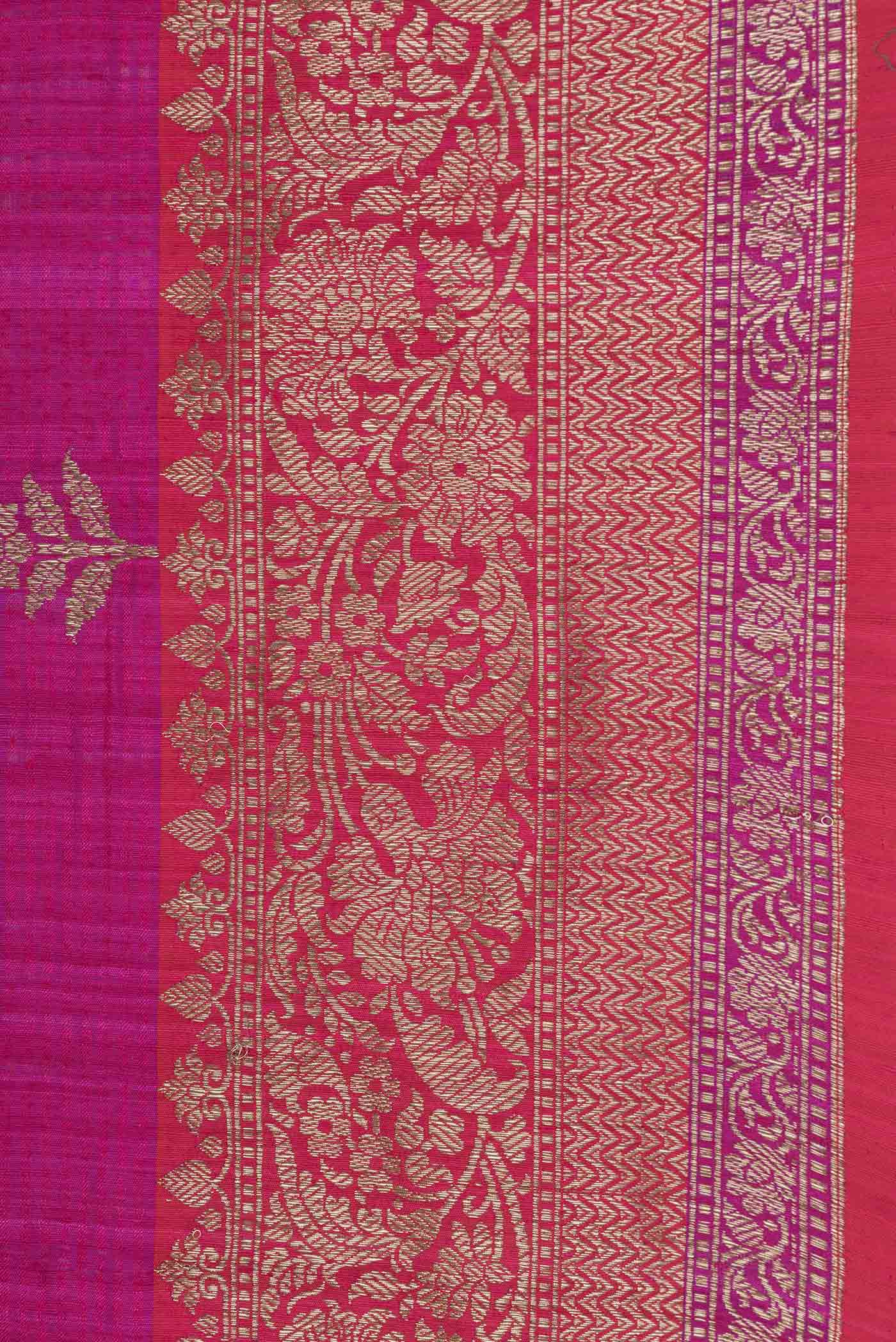 Pink Dual Tone Raw Silk Saree - Image 3