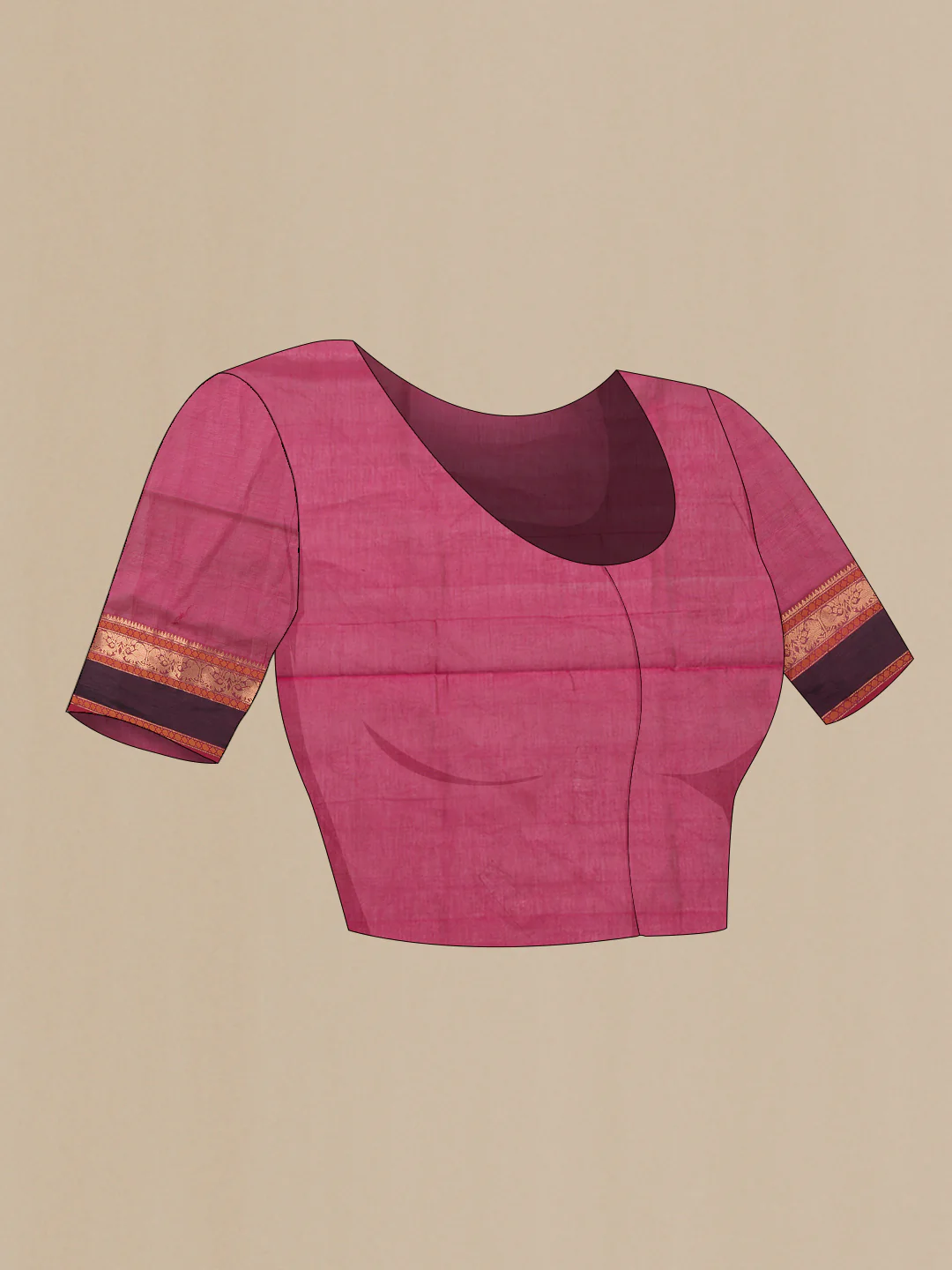 Pink Silk Cotton Saree - Image 4