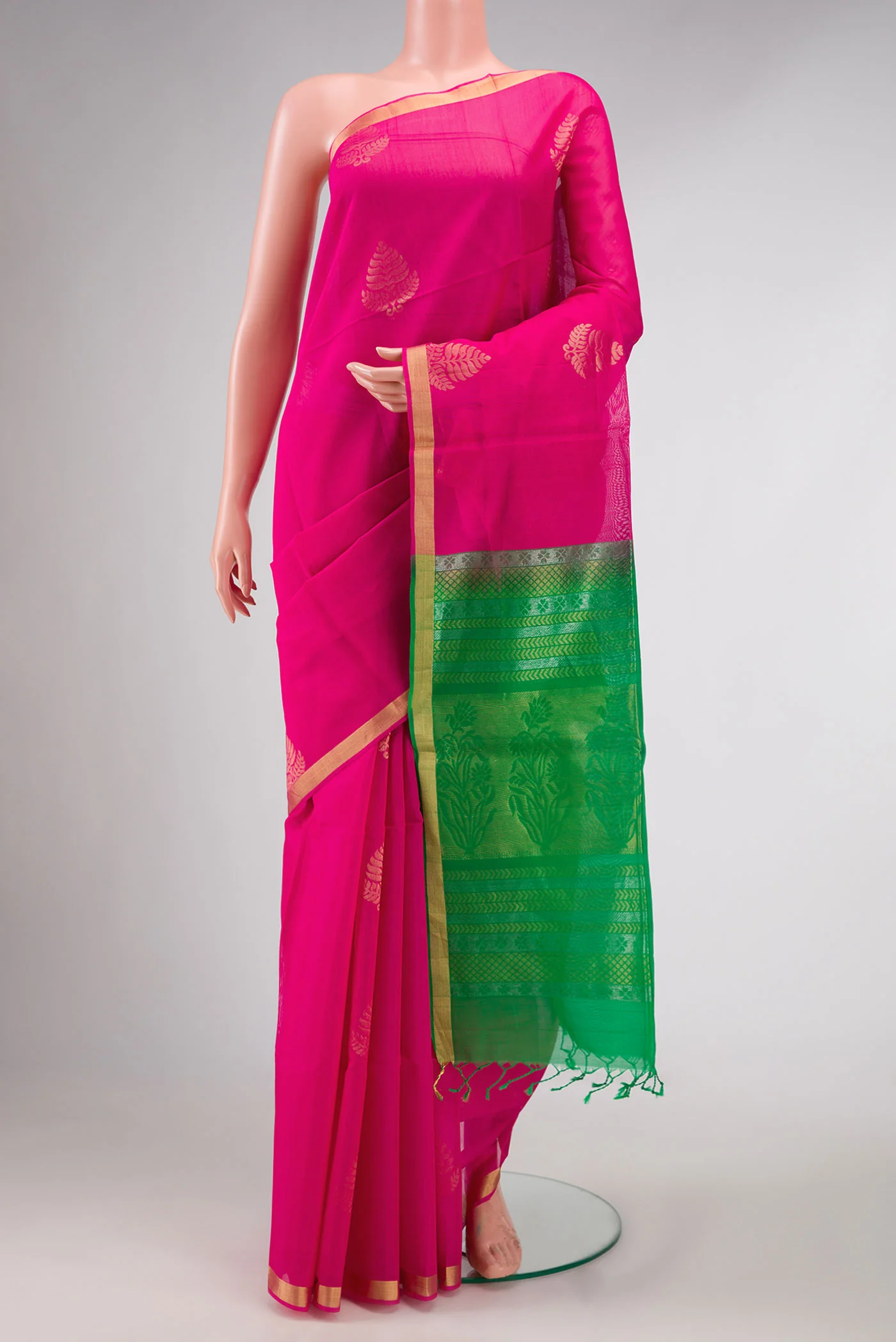 Pink Dual Tone Silk Cotton Saree