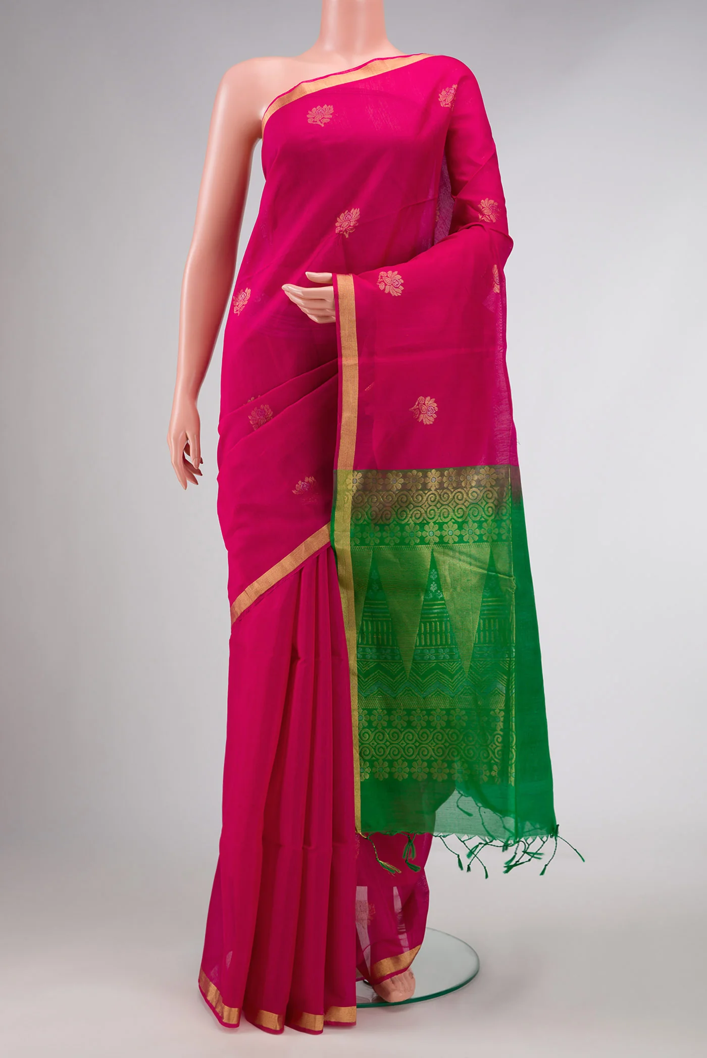 Pink Dual Tone Silk Cotton Saree